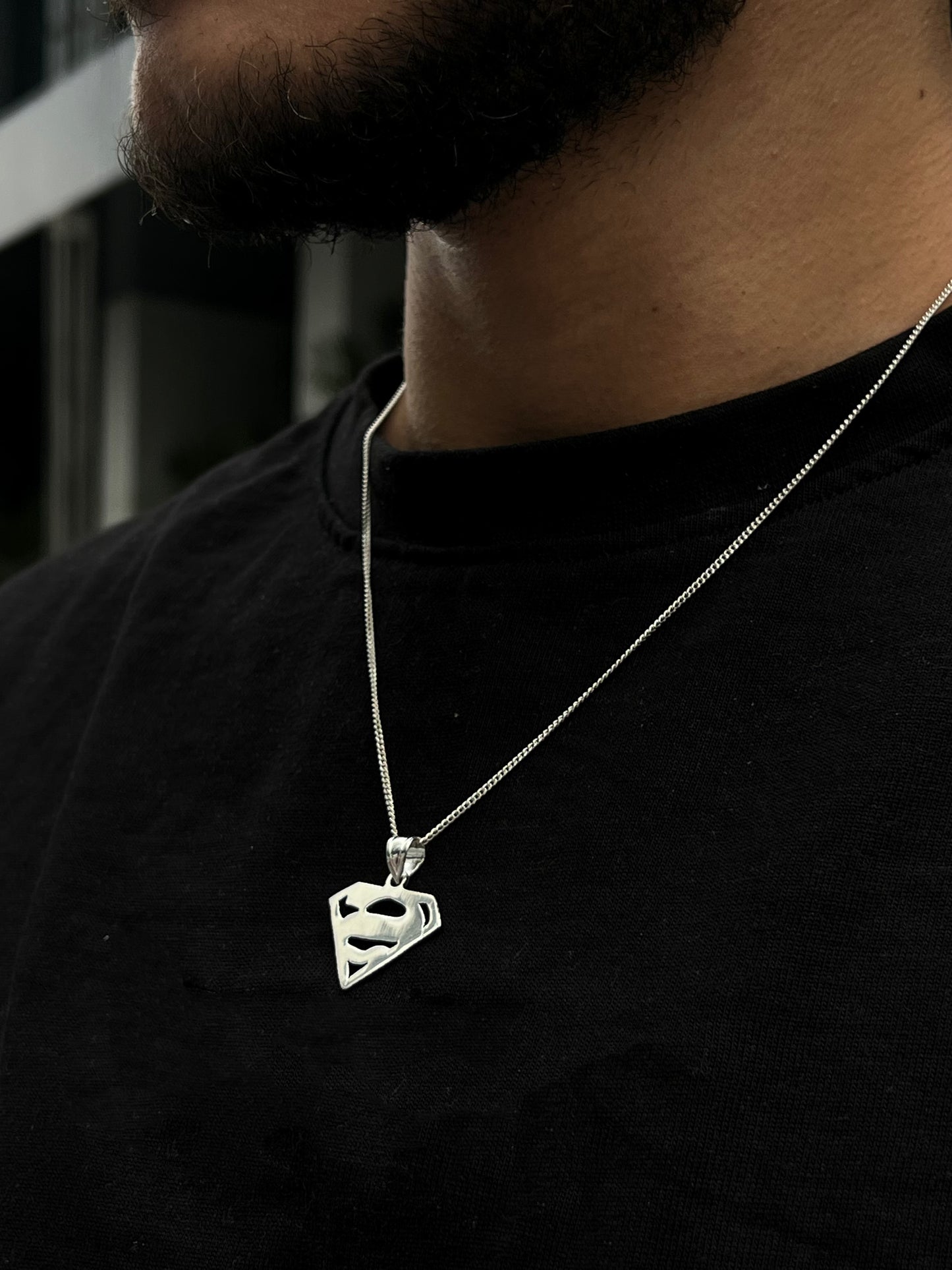SuperMan Necklace for Men's Sterling Silver 925s