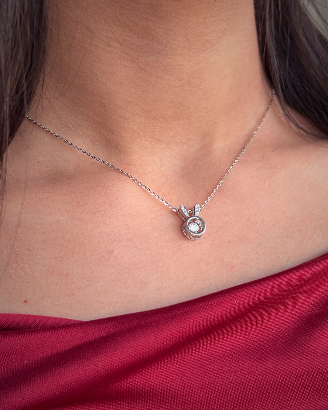 Cute Zirconia Bunny Necklace S925