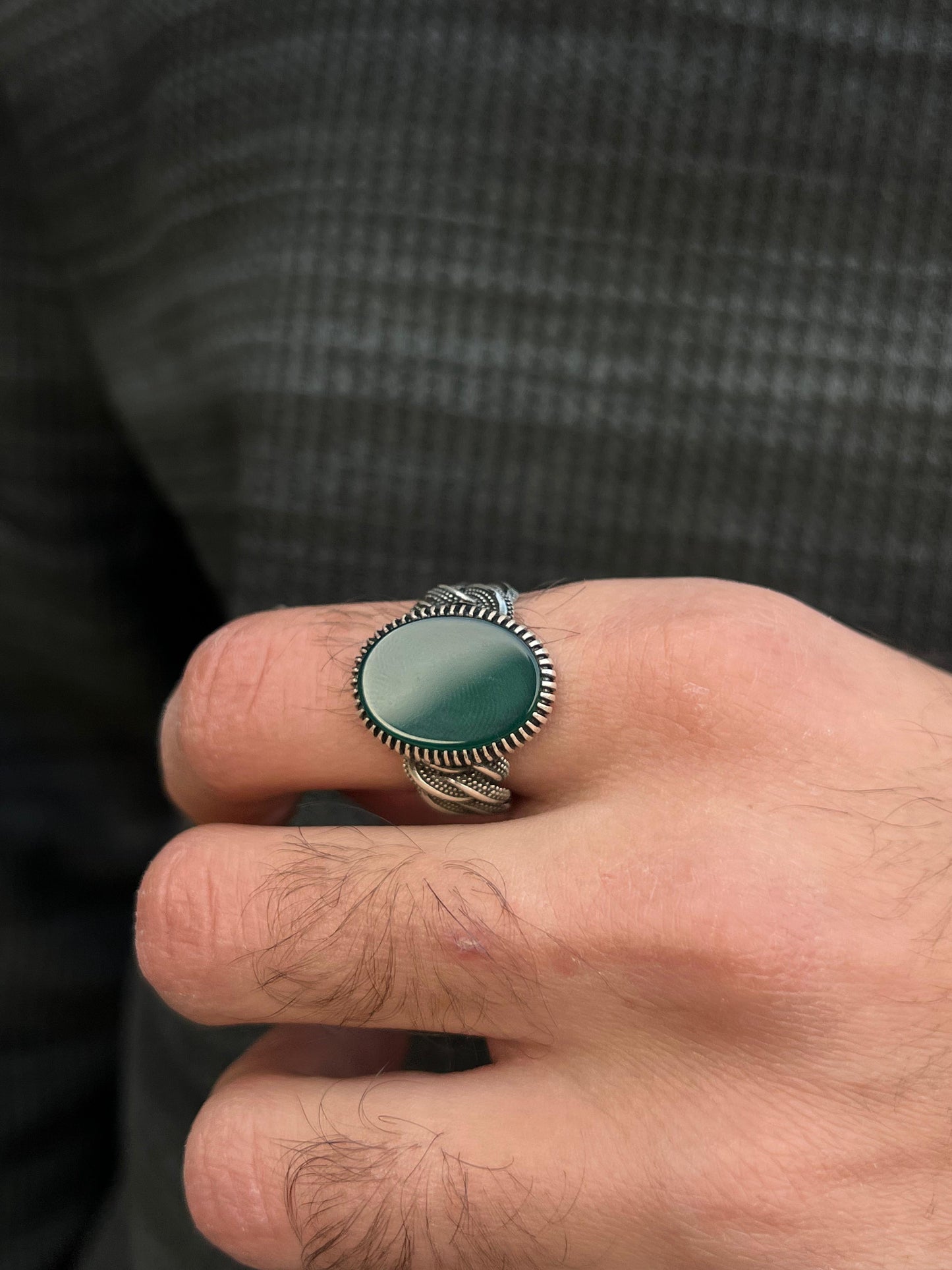 Green Oxized Ring -Pure Sterling Silver 925s