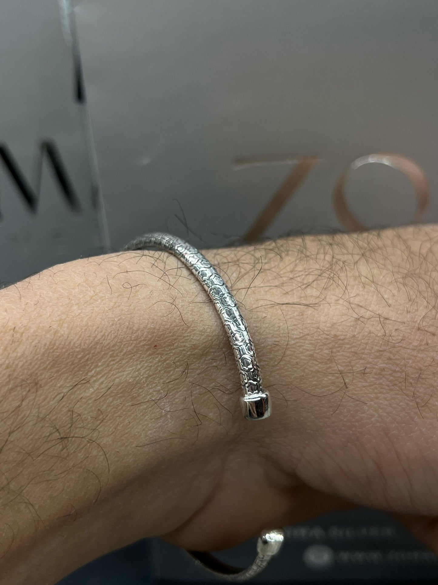 Hexagon S925 Sterling Silver bangle for men