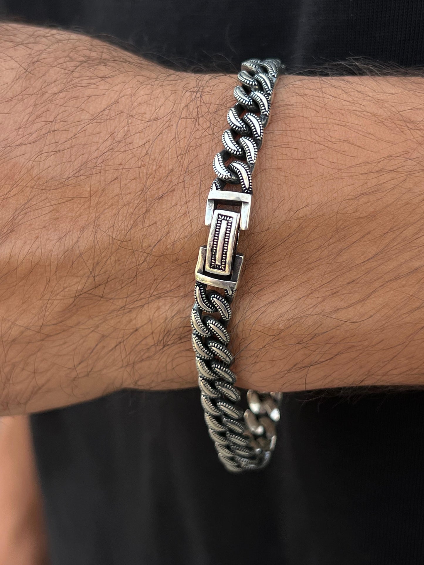Dark Code Turkish Bracelet for Men's Sterling Silver 925s-22cm