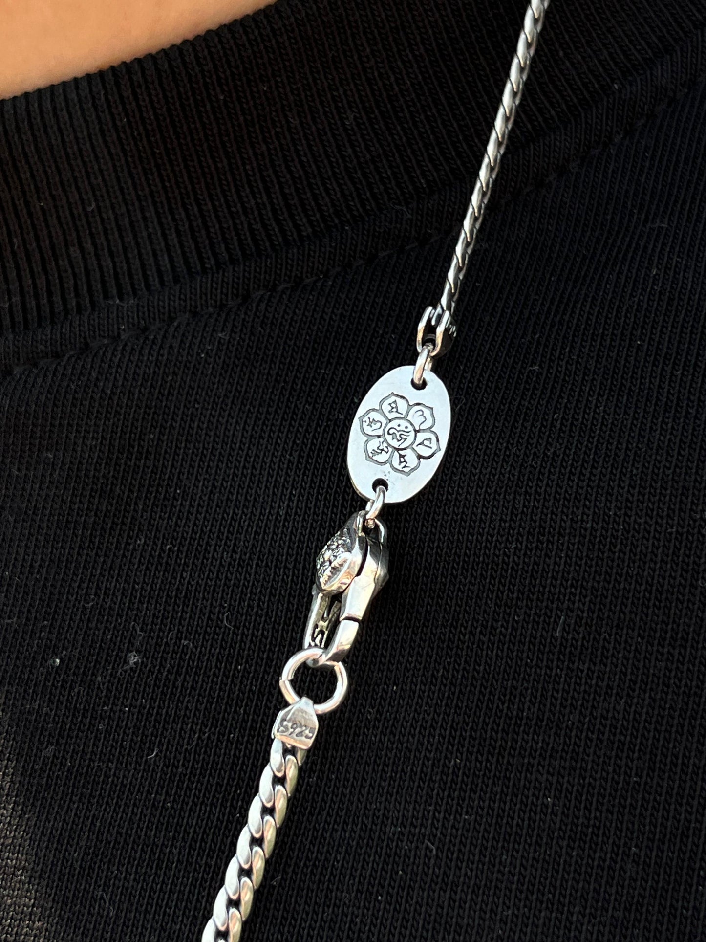 Blocked Grommet Necklace For Men Sterling Silver 925- 65cm,3mm