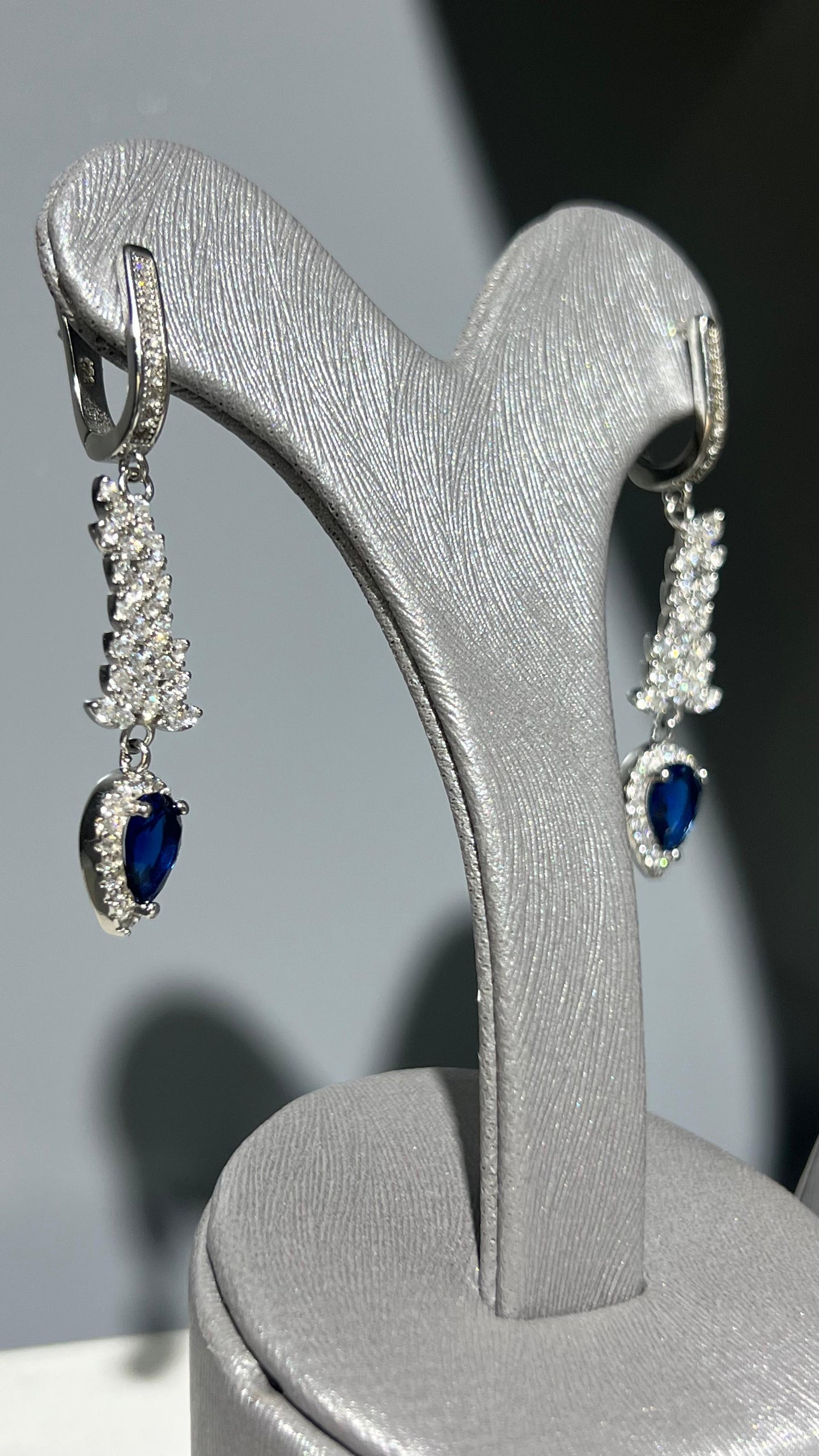 Navy Blue Tear of Elegance – in Italian Sterling Silver Set