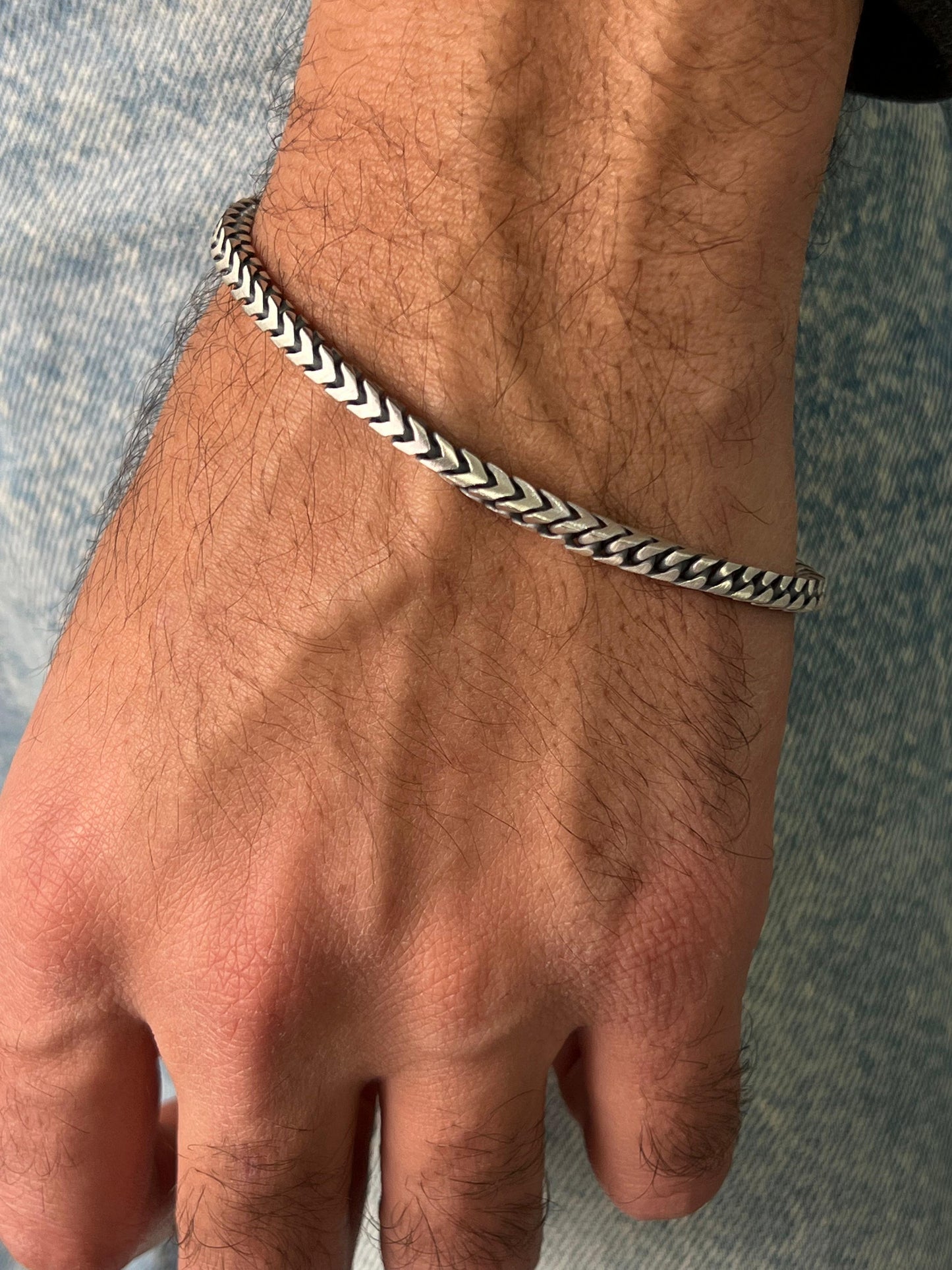 Chevron-Arrow bracelet for men-Pure925s 4mm