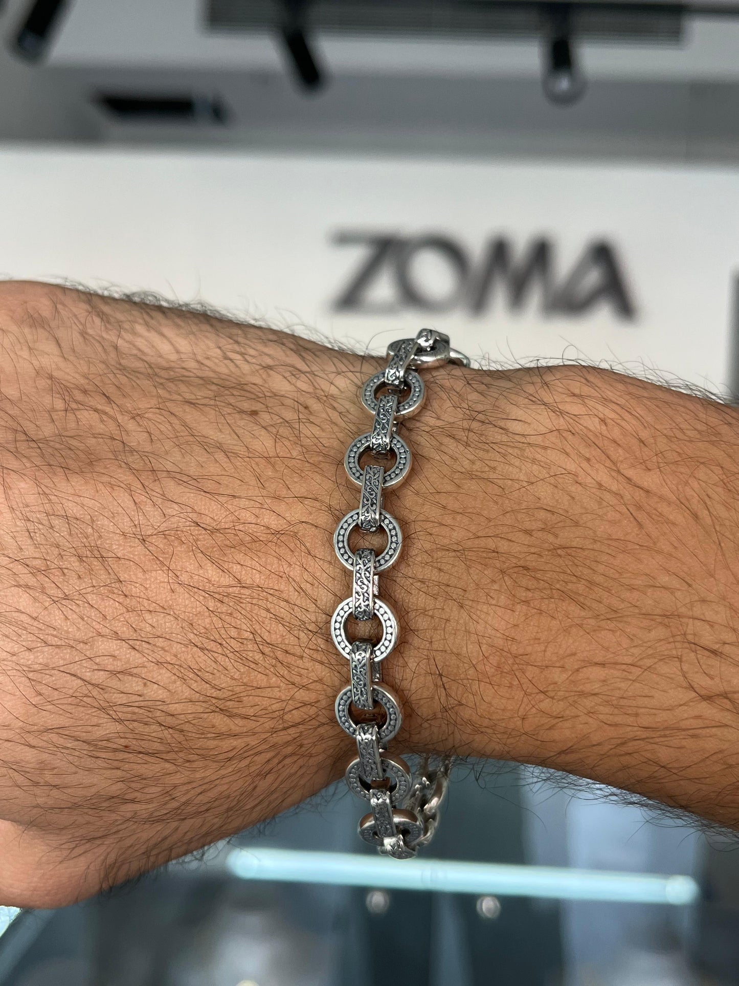 Punk Rock Bracelet for Men's Sterling Silver 925s-21cm