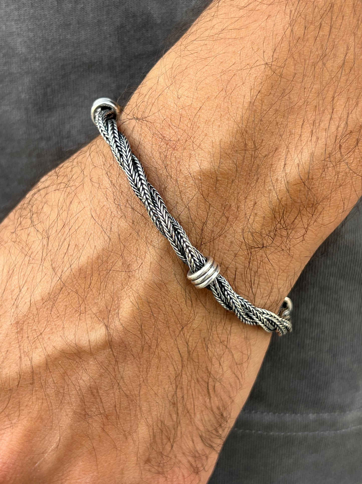 Oxidized twisted chains Bracelet in Sterling Silver 925s (20cm-6mm)