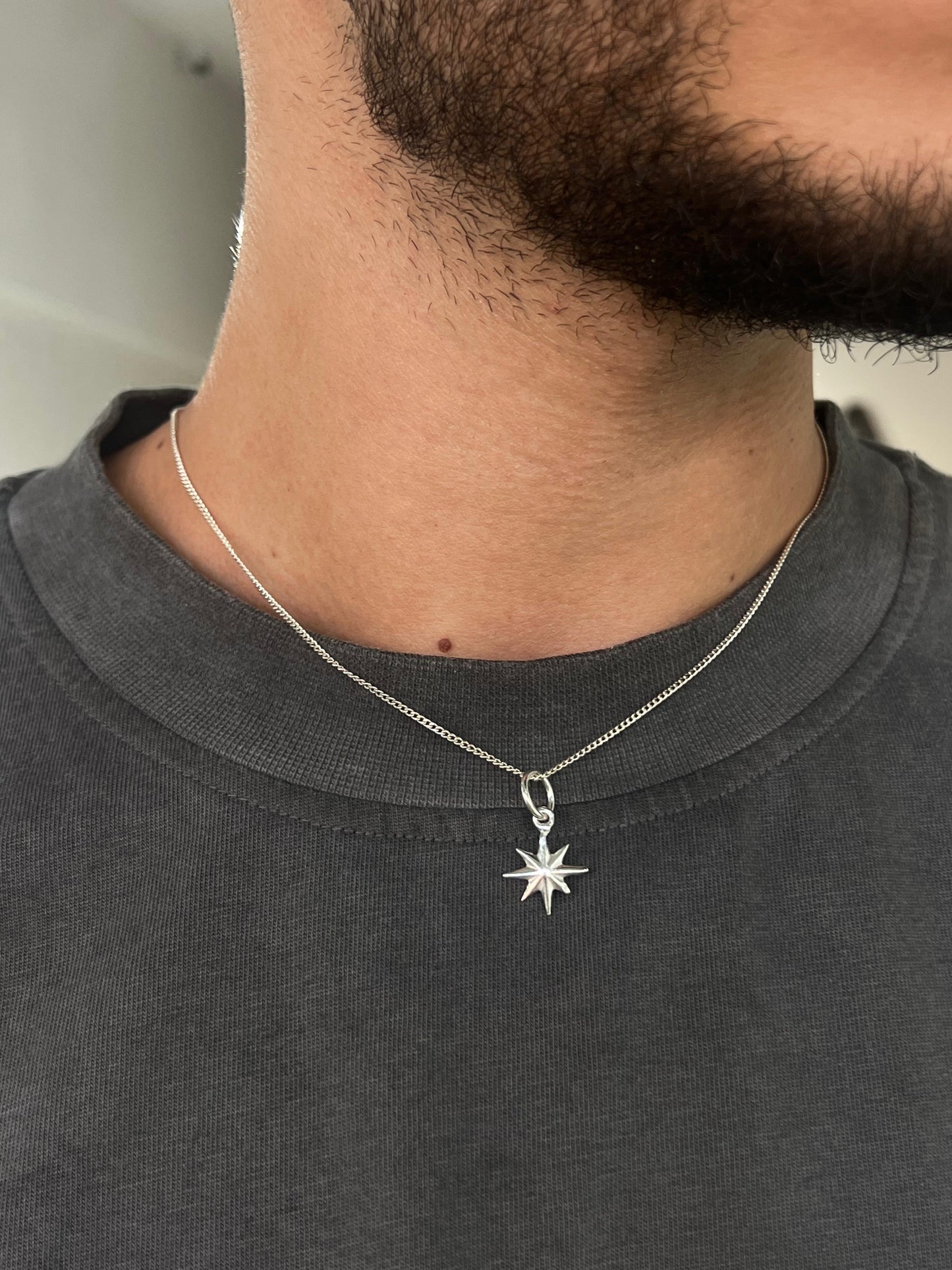 Star Necklace for Men's Sterling Silver 925s