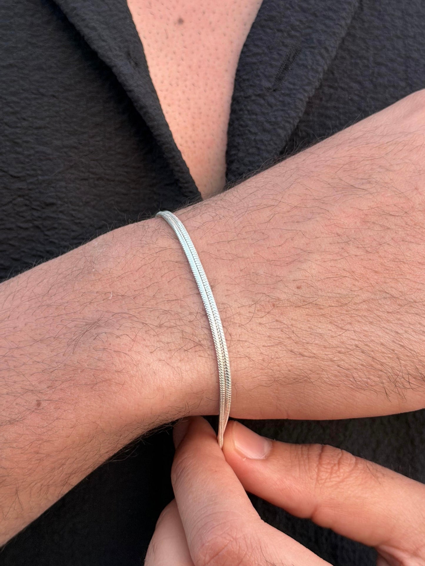 Double Rattail Bracelet Sterling Silver 925s-21cm