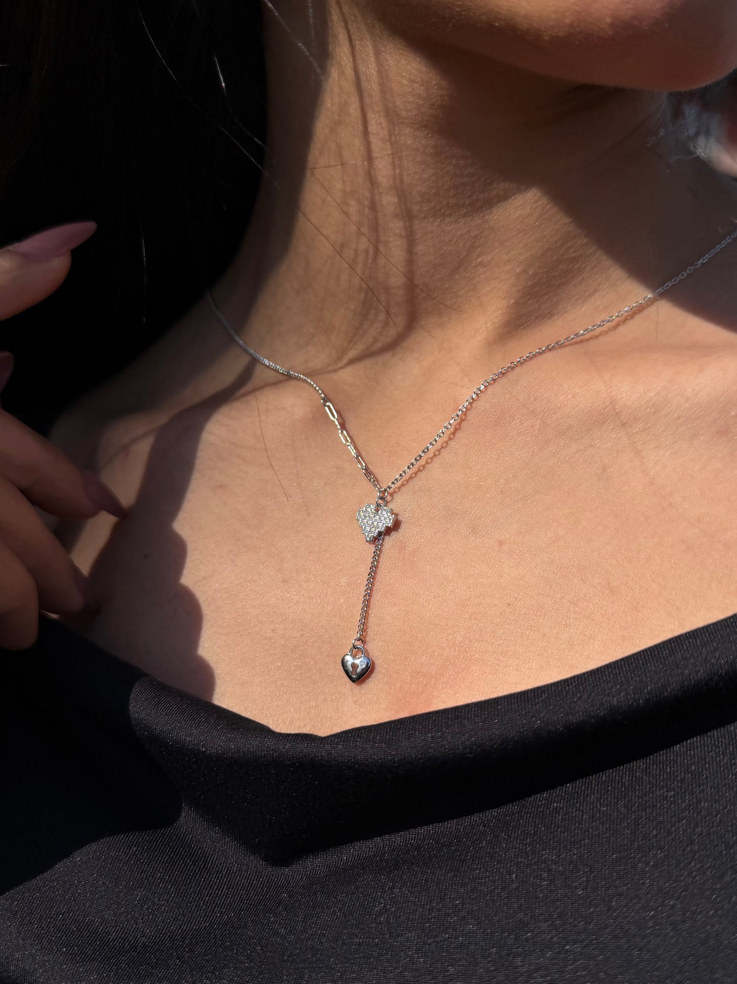 Pixel Heart Necklace in Sterling Silver 925s