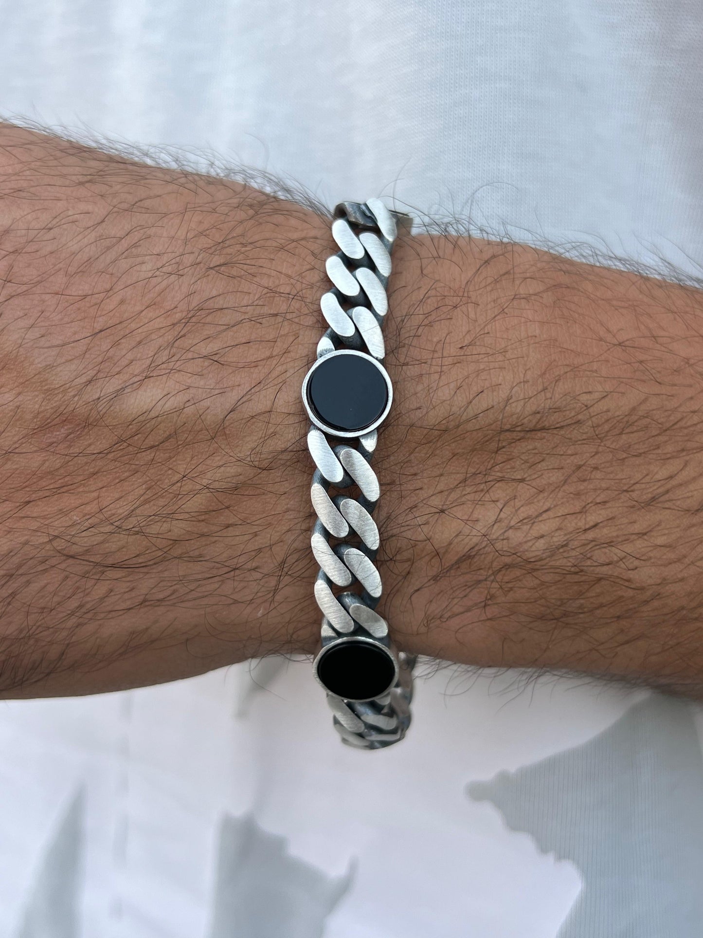 Royal Onyx Bracelet for Men's Sterling Silver 925s-20,5cm