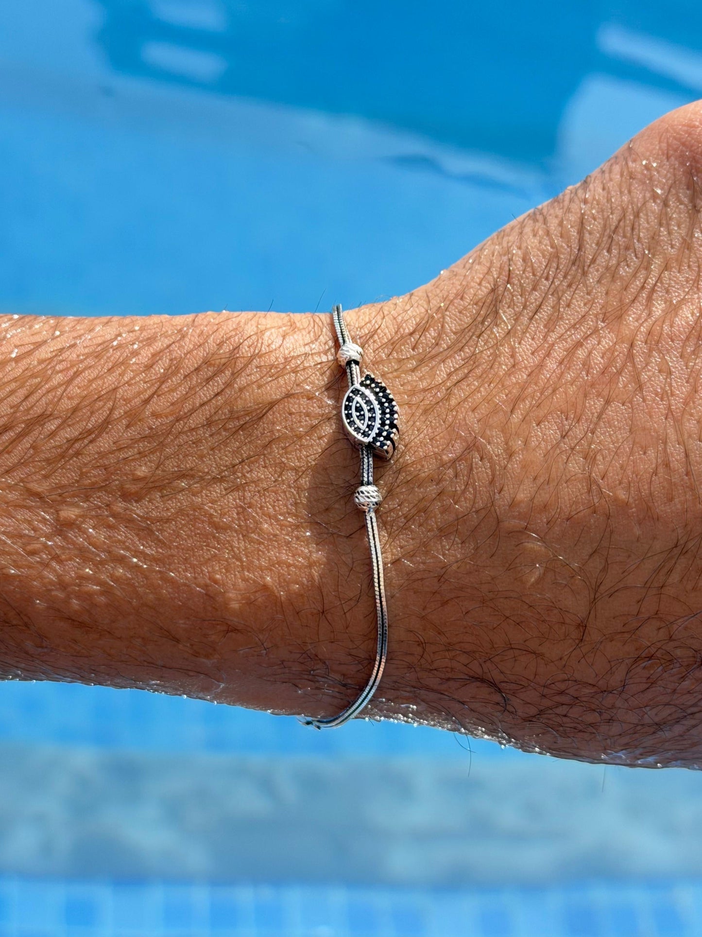 Evil eye Slider Bracelet Sterling Silver 925s