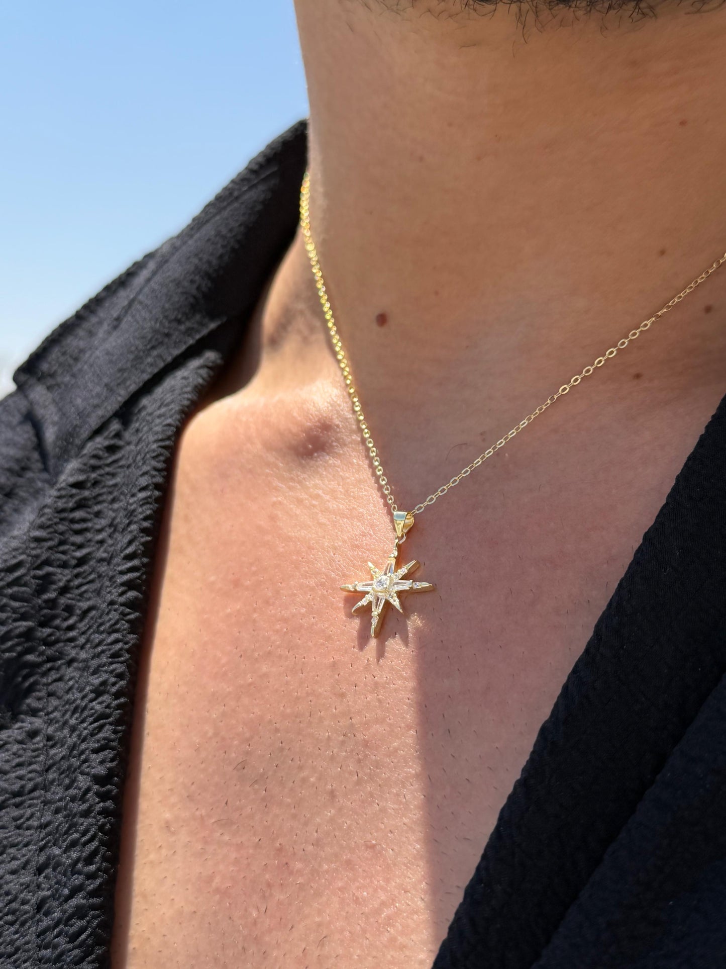 Starburst Necklace in Sterling Silver 925s-Fine Gold Plated