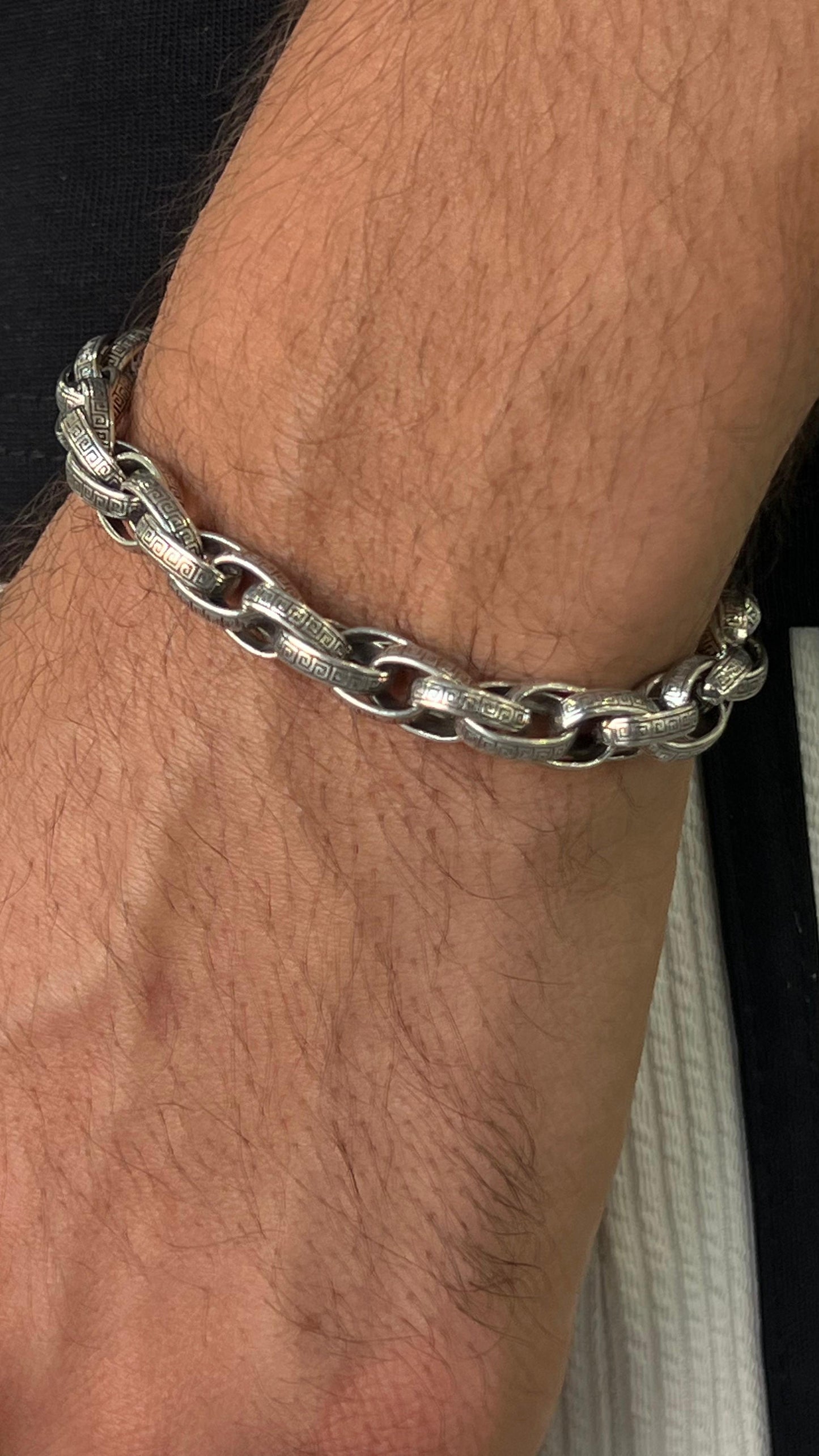 Versace Pattern Link Bracelet for Men's Sterling Silver 925s