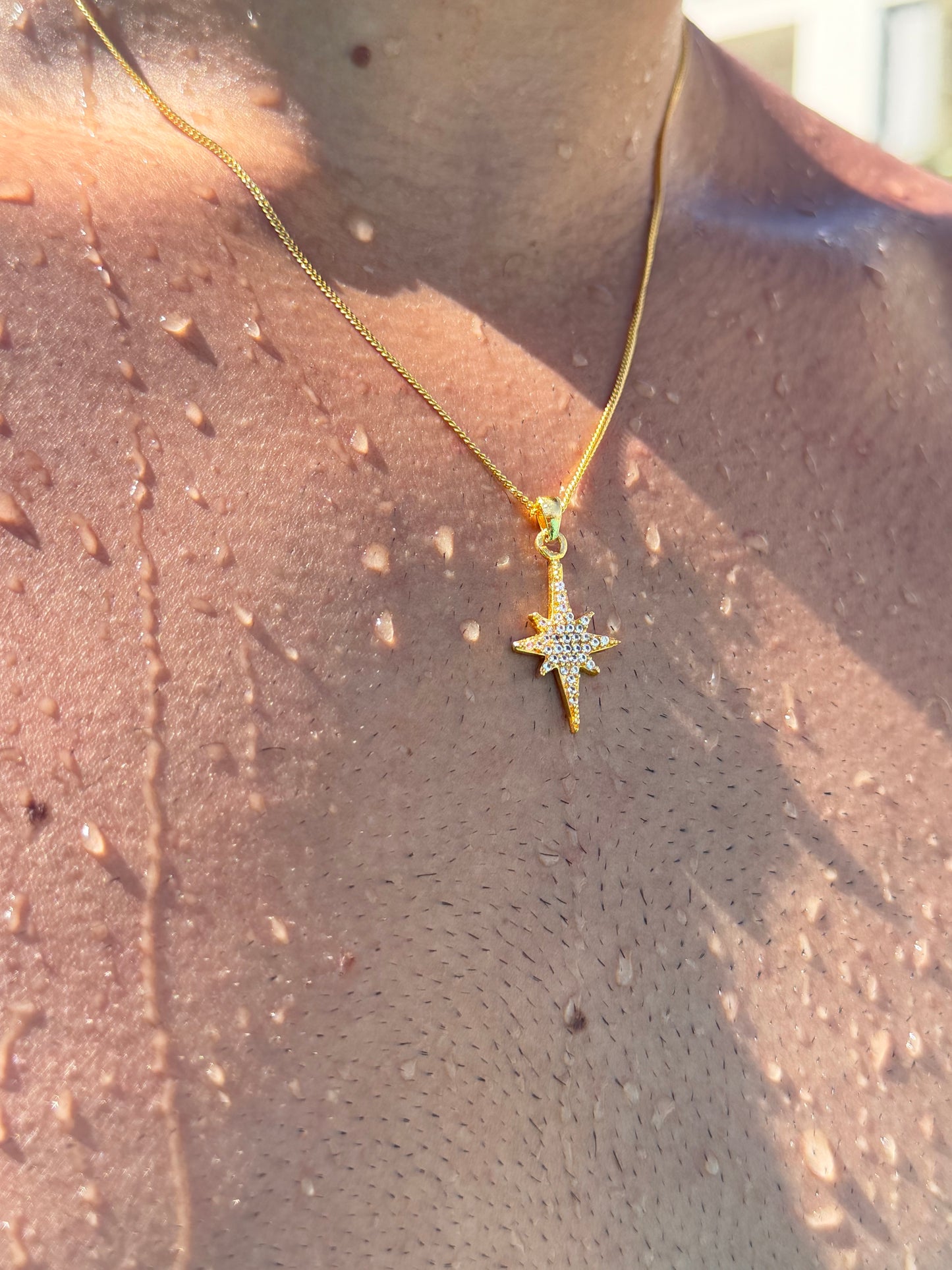GOLD Plated North Star Necklace for Men's Sterling Silver 925s