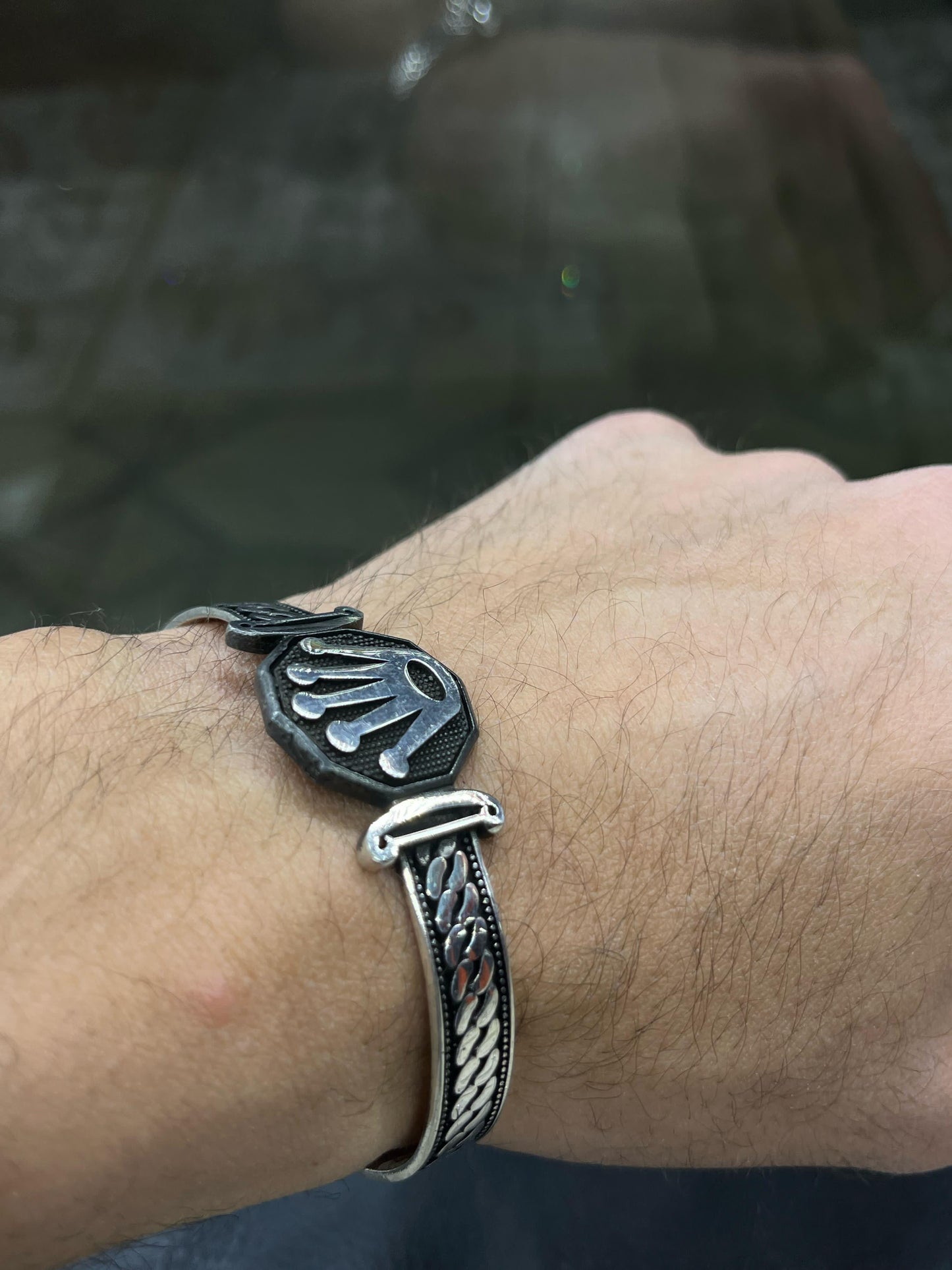King crown Cuff S925 Sterling Silver for men