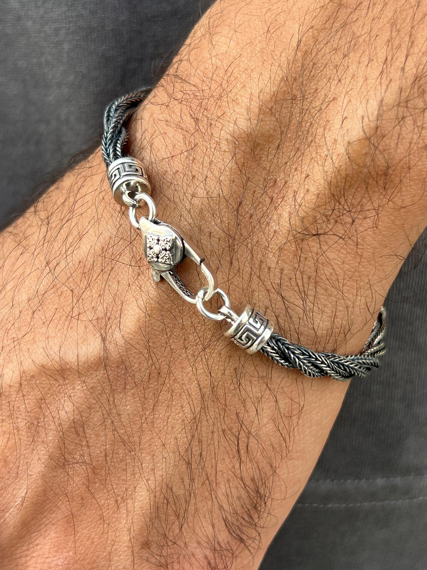 Oxidized twisted chains Bracelet in Sterling Silver 925s (20cm-6mm)