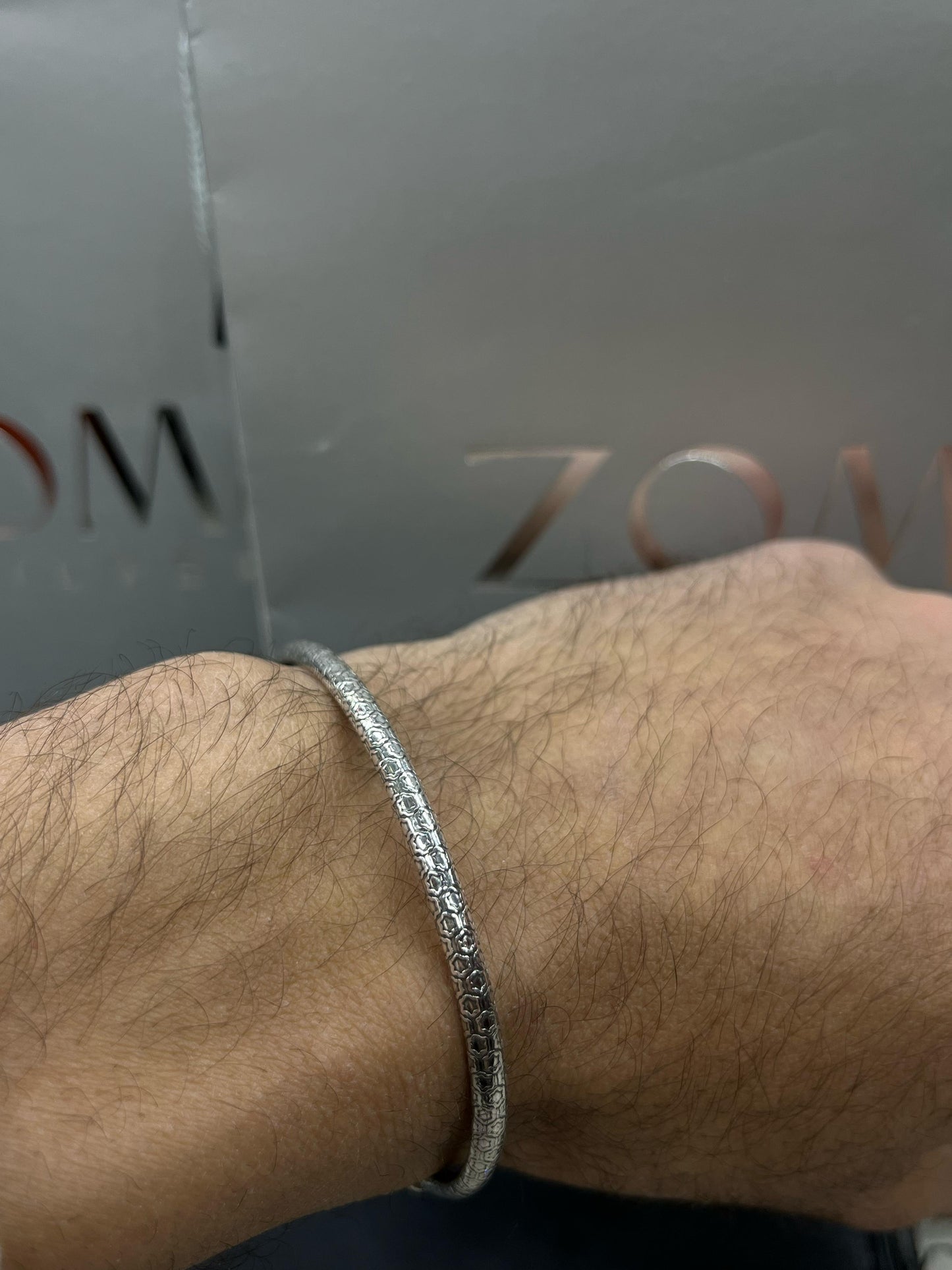 Hexagon S925 Sterling Silver bangle for men