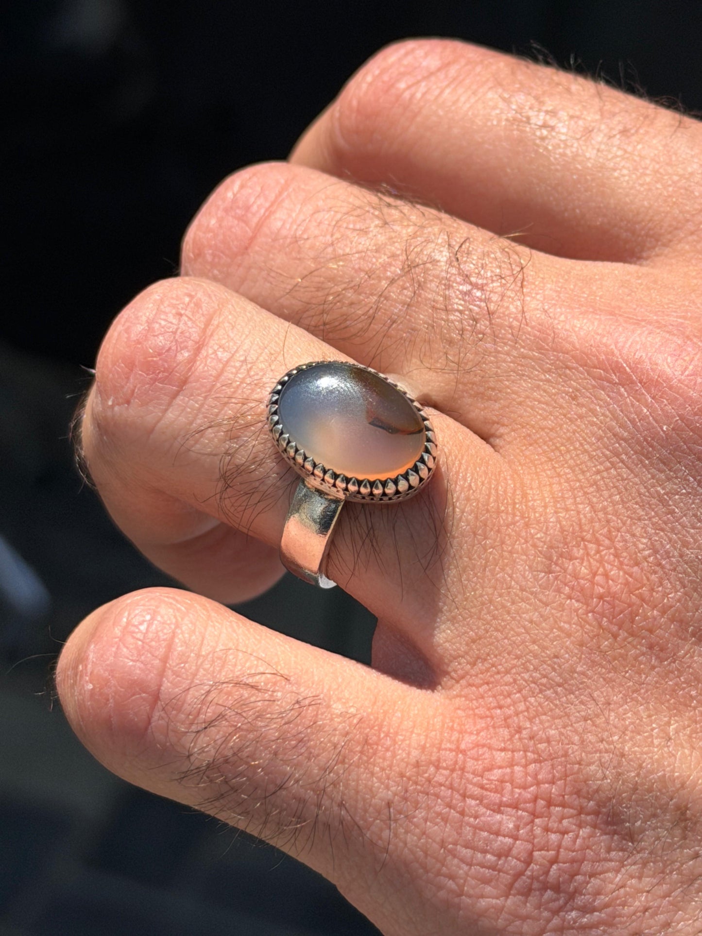 Agate Stone Ring -for Men's Sterling Silver 925s
