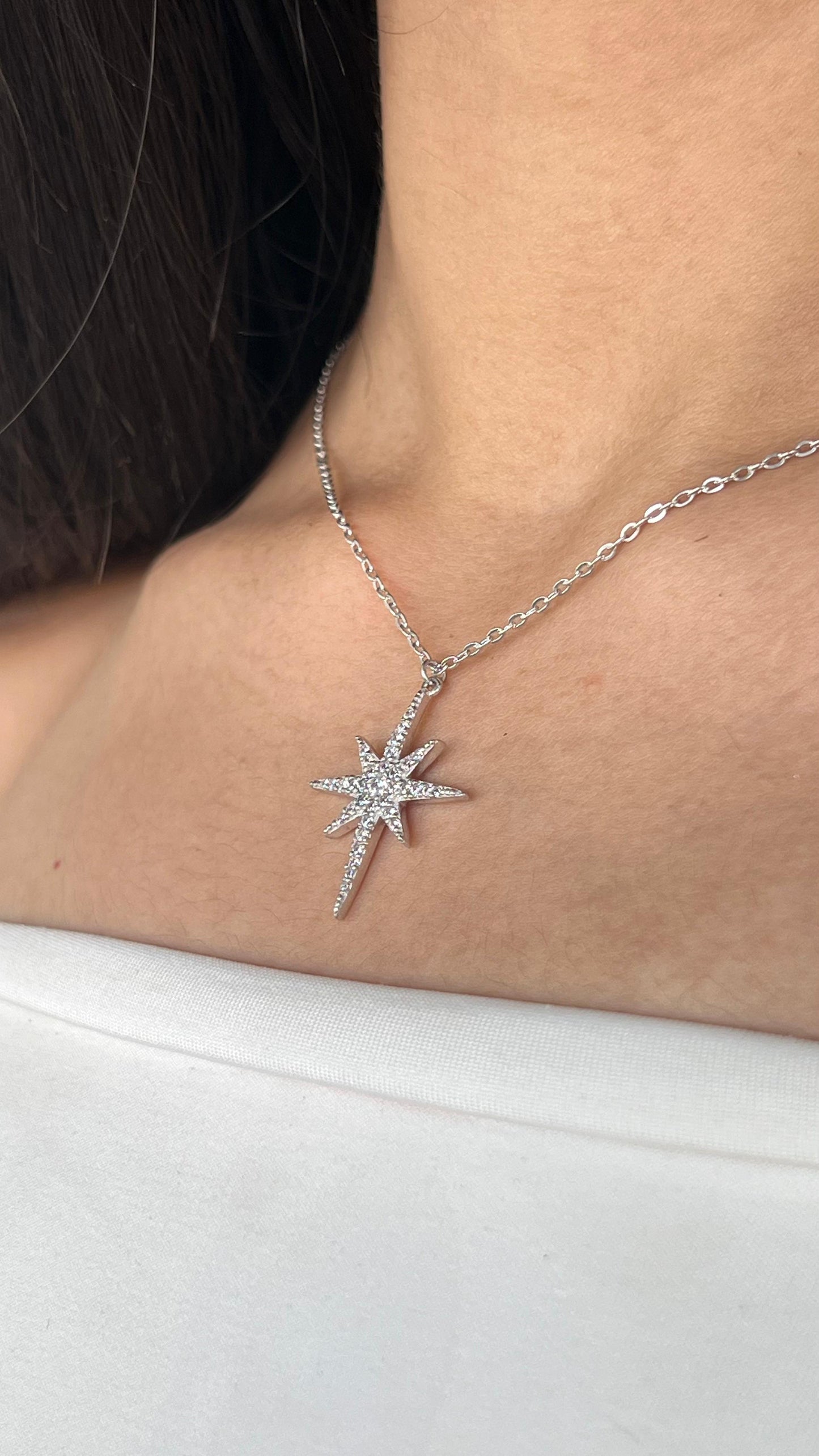 Large Sparkling NorthStar in Italian silver - S925