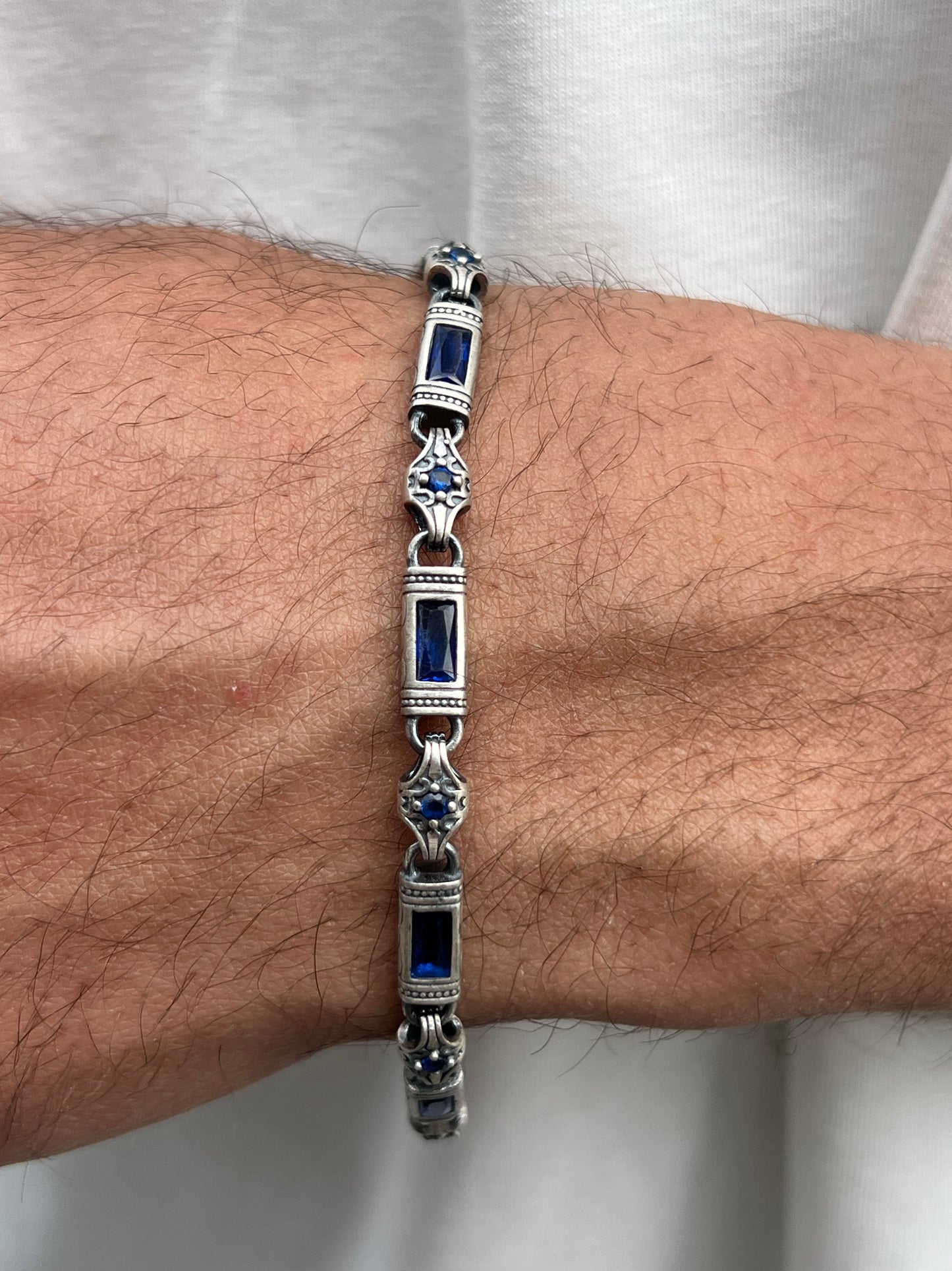 Blue Vein Bracelet for Men's Sterling Silver 925s-18cm