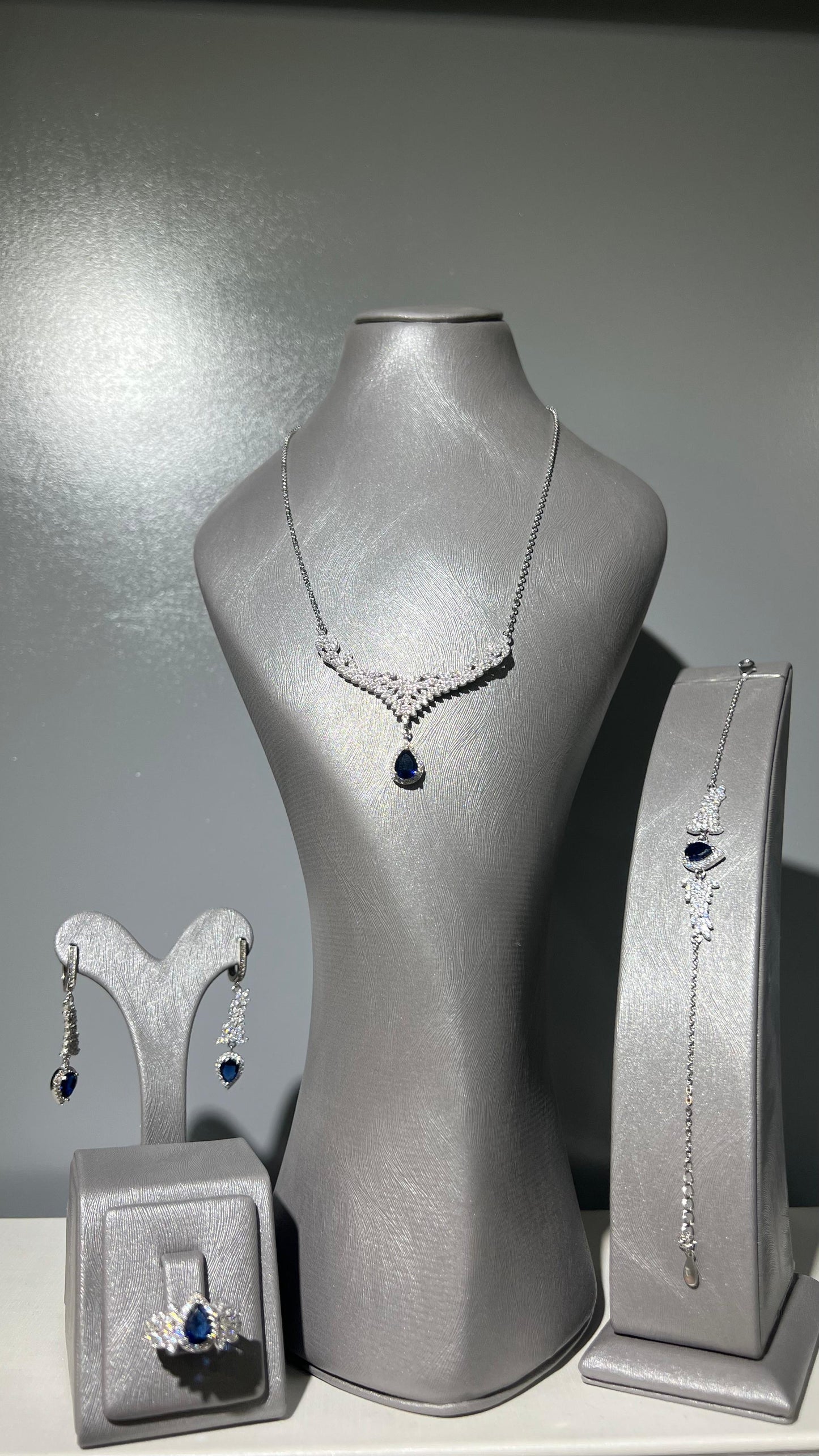 Navy Blue Tear of Elegance – in Italian Sterling Silver Set