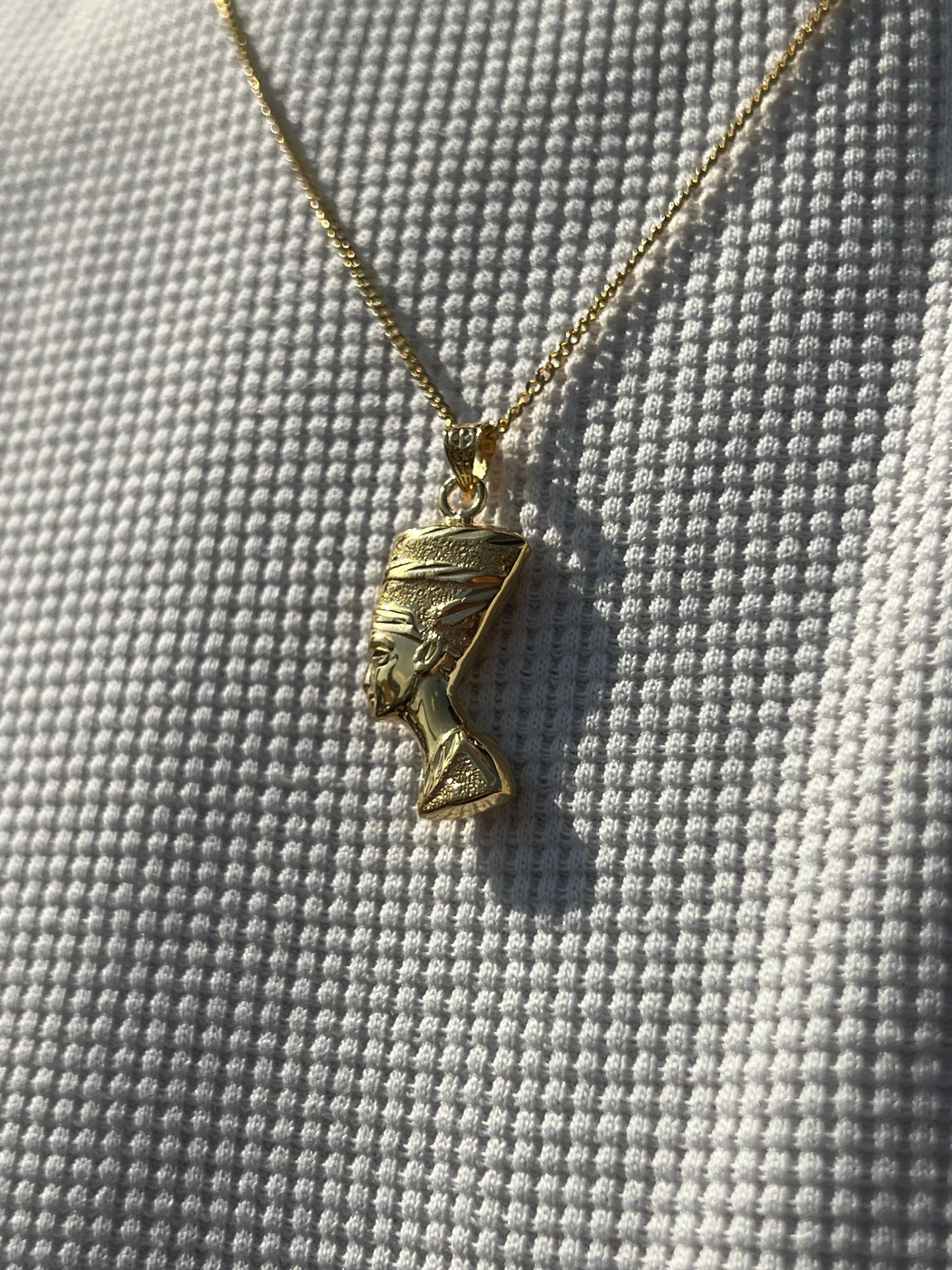 Premium- Nefertiti Necklace in Sterling Silver 925s- Real 21K Gold Plated