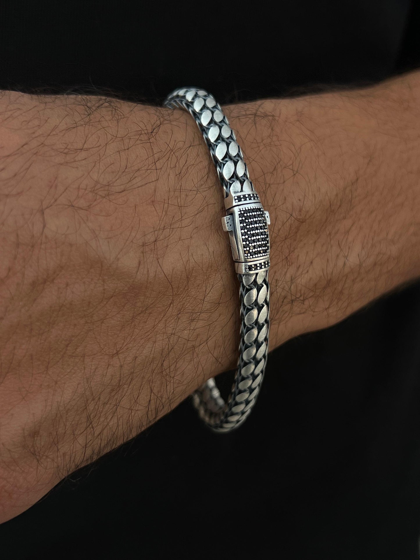 Skin Bracelet for Men's Sterling Silver 925s-22cm-8mm