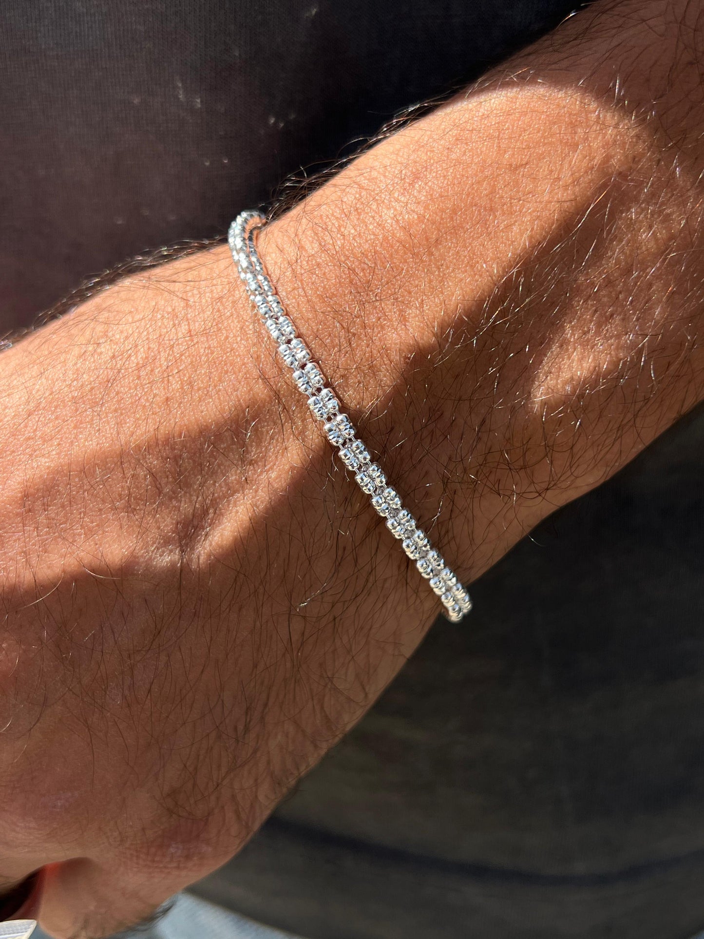 Frost Line Sterling Silver Bracelet S925-(20cm-4mm)