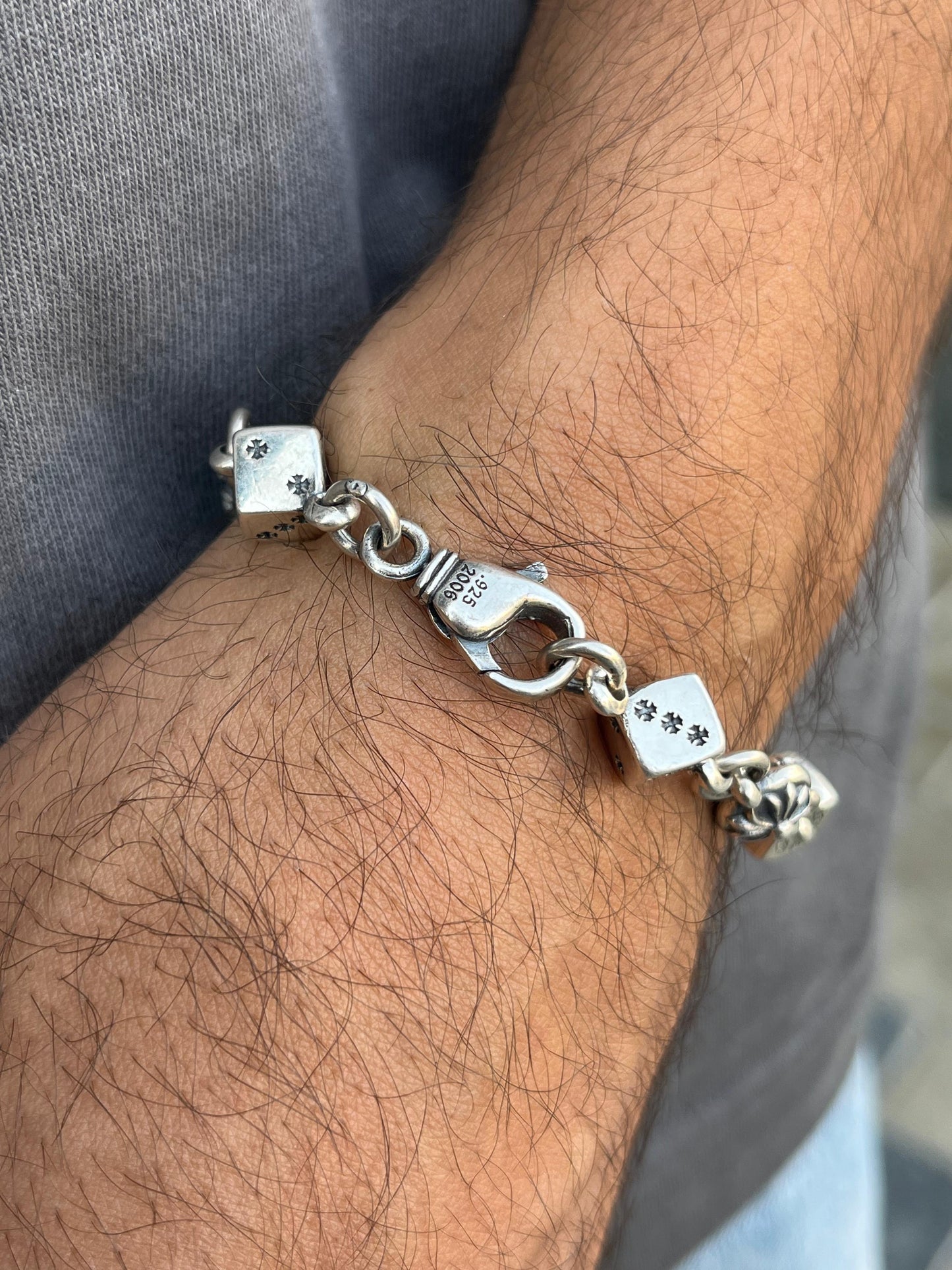 Dice Bracelet for Men's Sterling Silver 925s-(19cm)