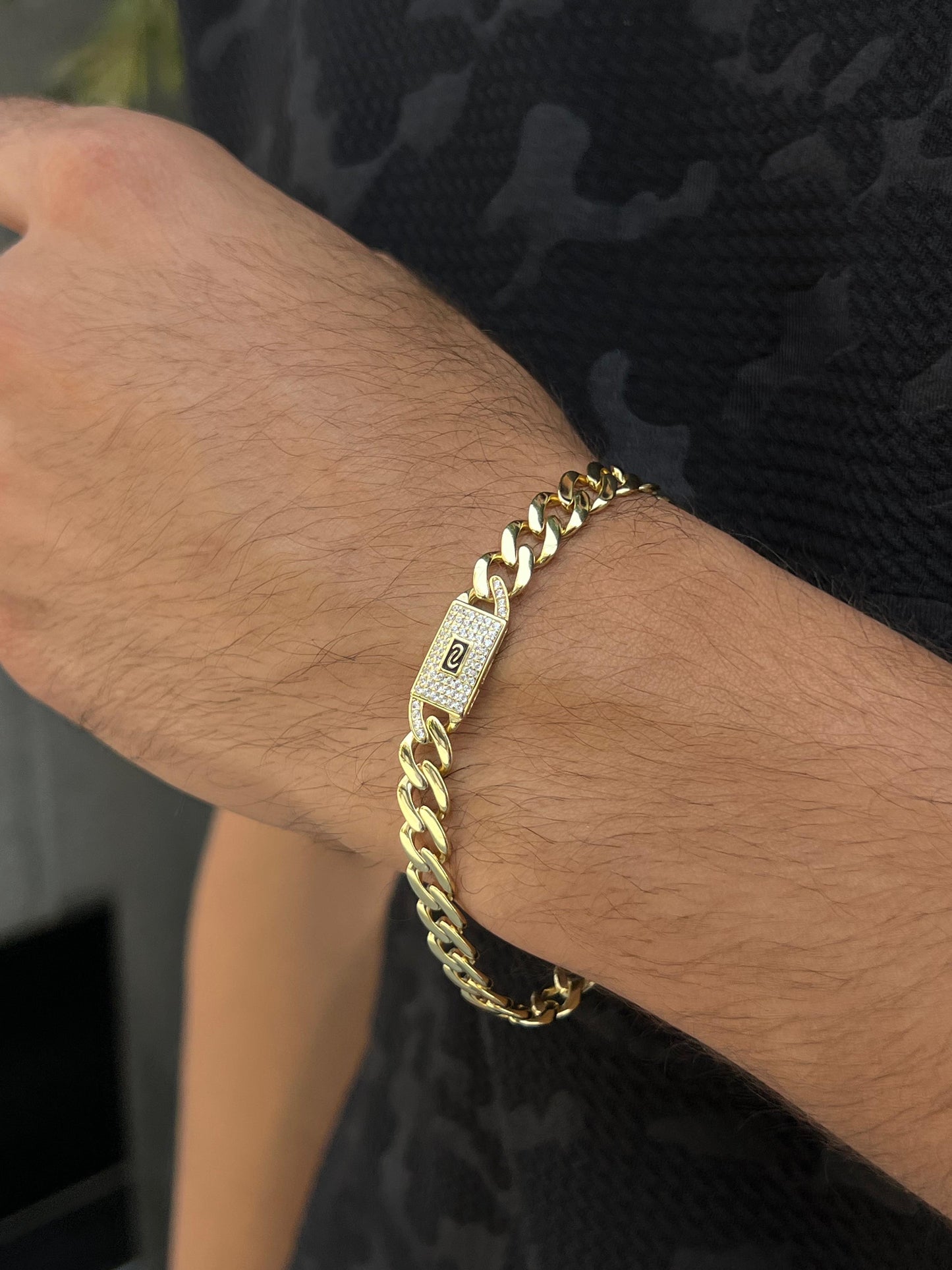 Gold plated Monaco chain Bracelet for Men's Sterling Silver 925s