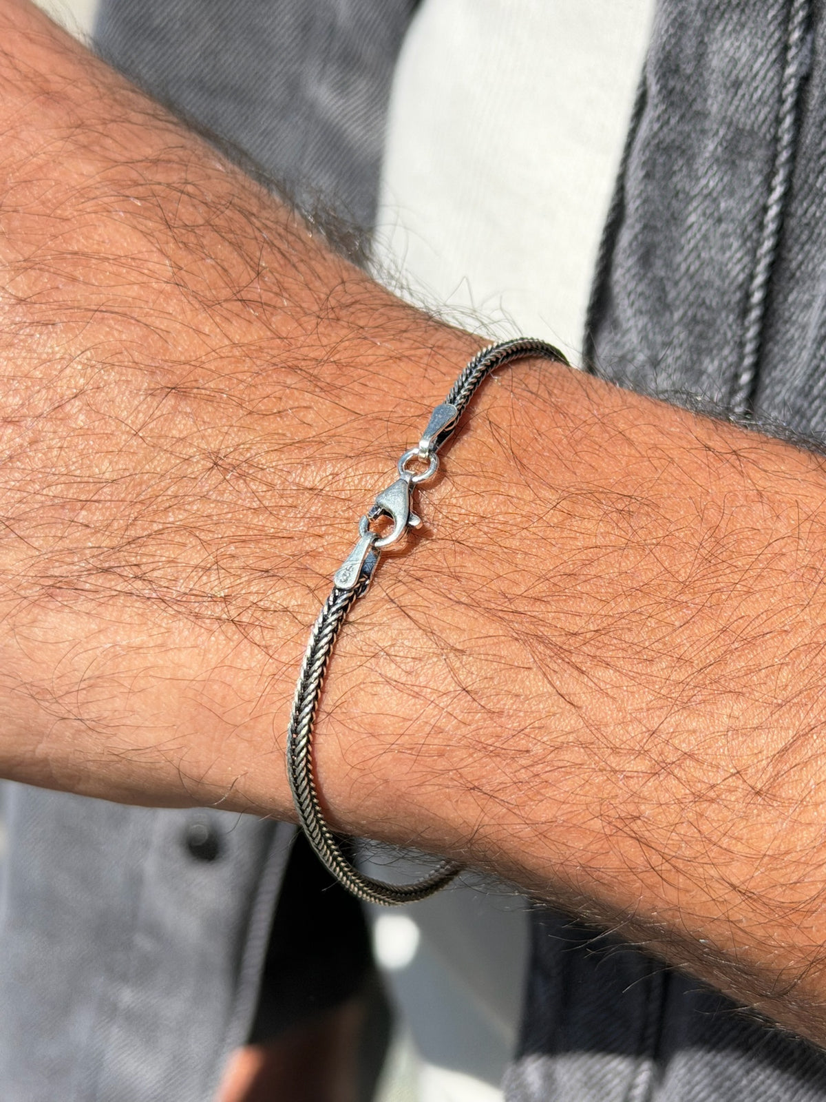 Rift V Flow Bracelet for Men's Sterling Silver 925s -2mm-