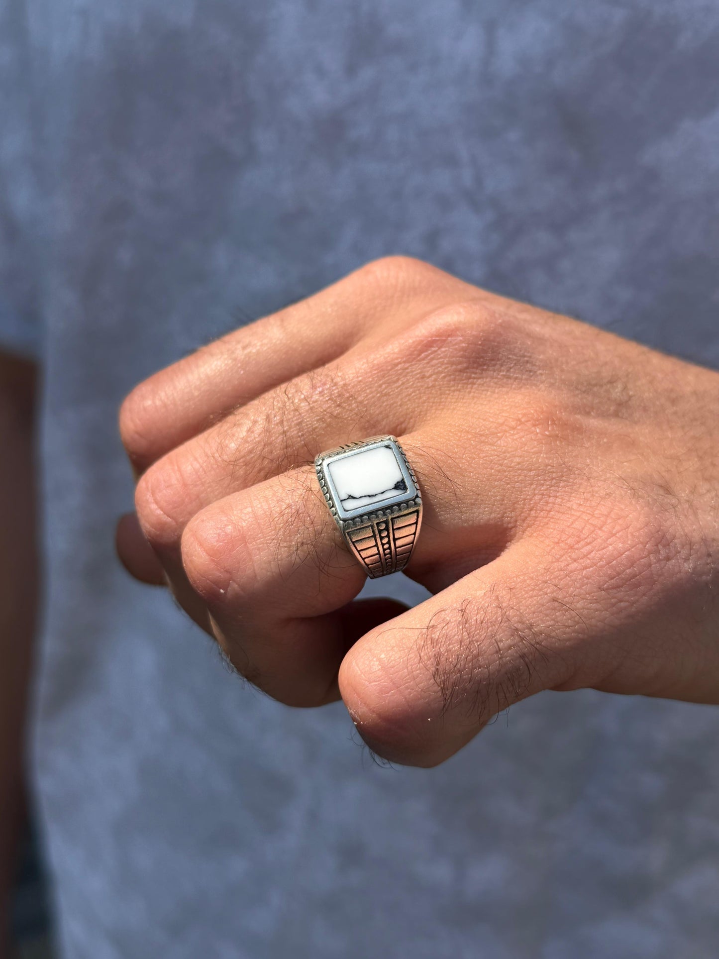 Marble Aura Ring -for Men's Sterling Silver 925s