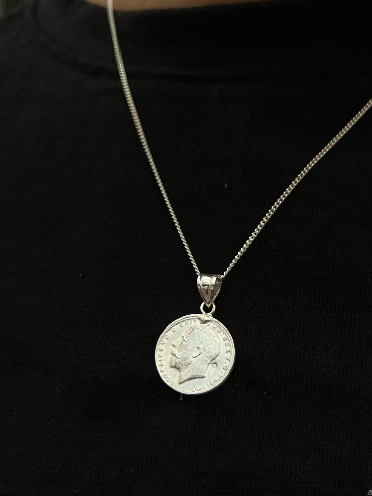 Coin Necklace for Men's Sterling Silver 925s