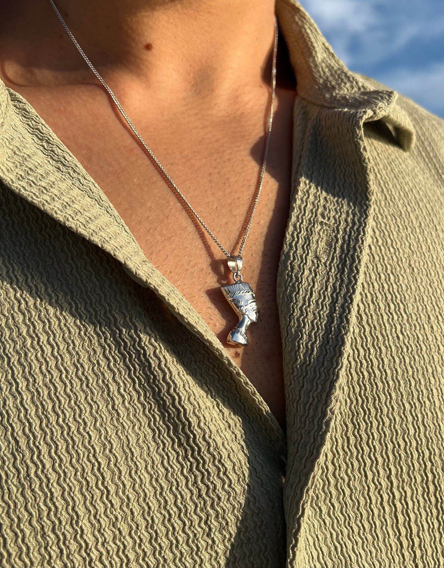 Premium- Nefertiti Necklace in Sterling Silver 925s- Protective coated plating