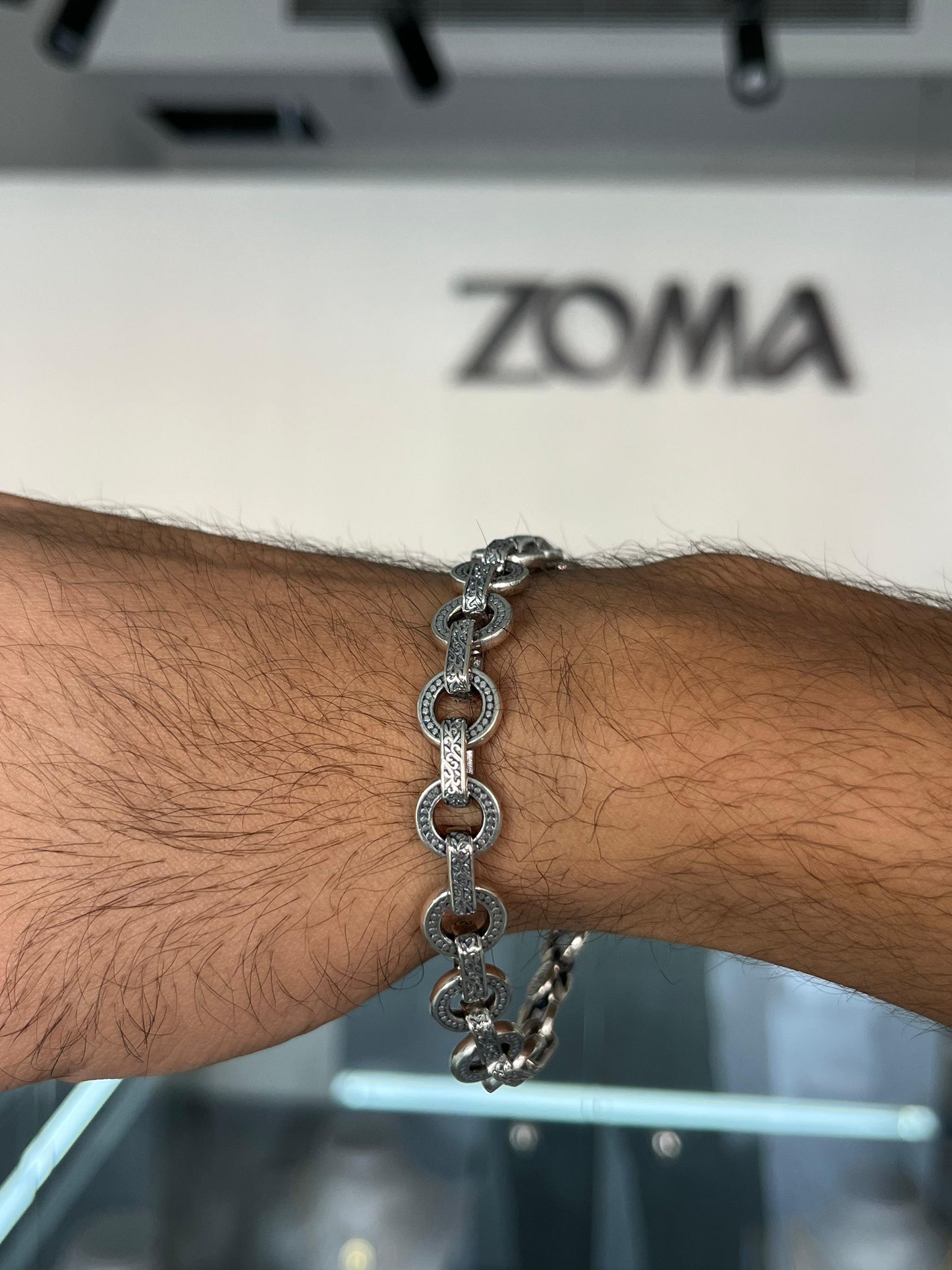 Punk Rock Bracelet for Men's Sterling Silver 925s-21cm