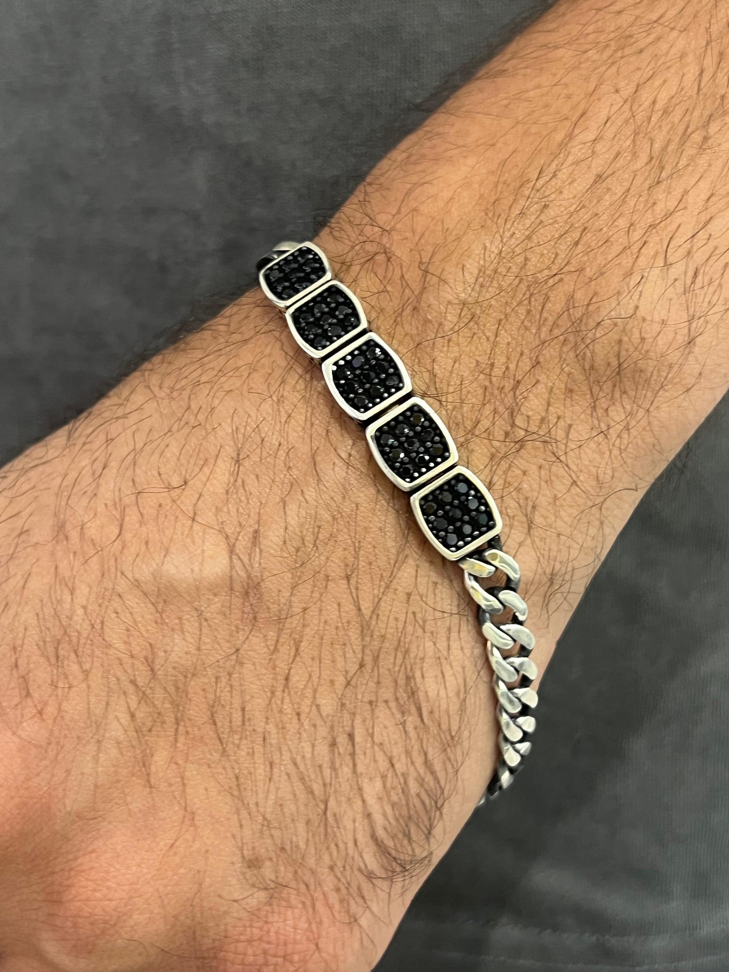 Midnight Throne Bracelet for Men's Sterling Silver 925s-22cm