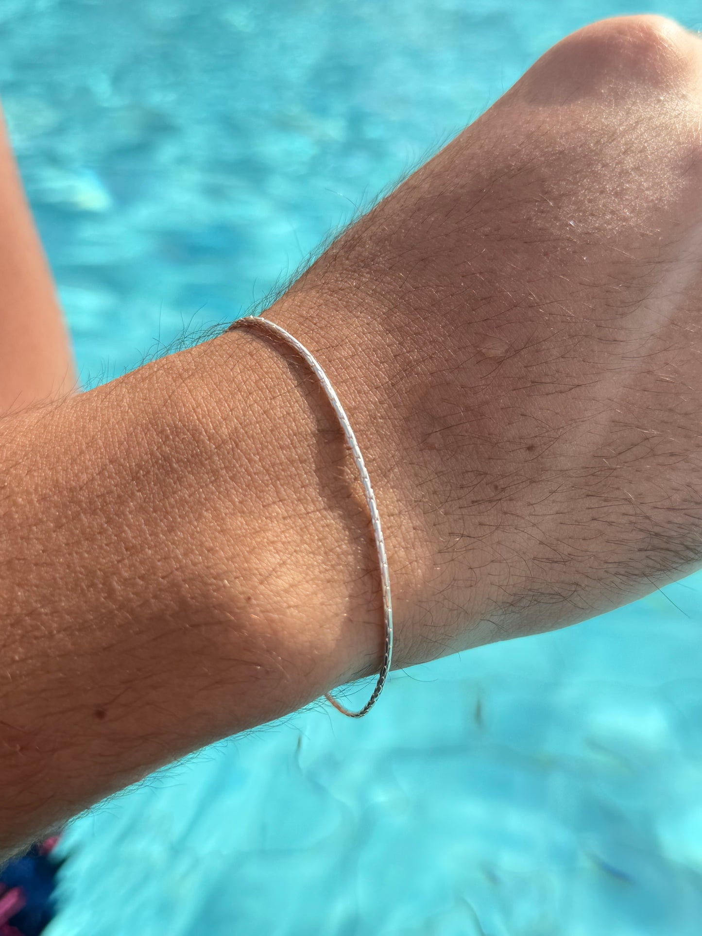 Sleek Slim Bone Bracelet for Men's Sterling Silver 925s-(2mm-20cm)