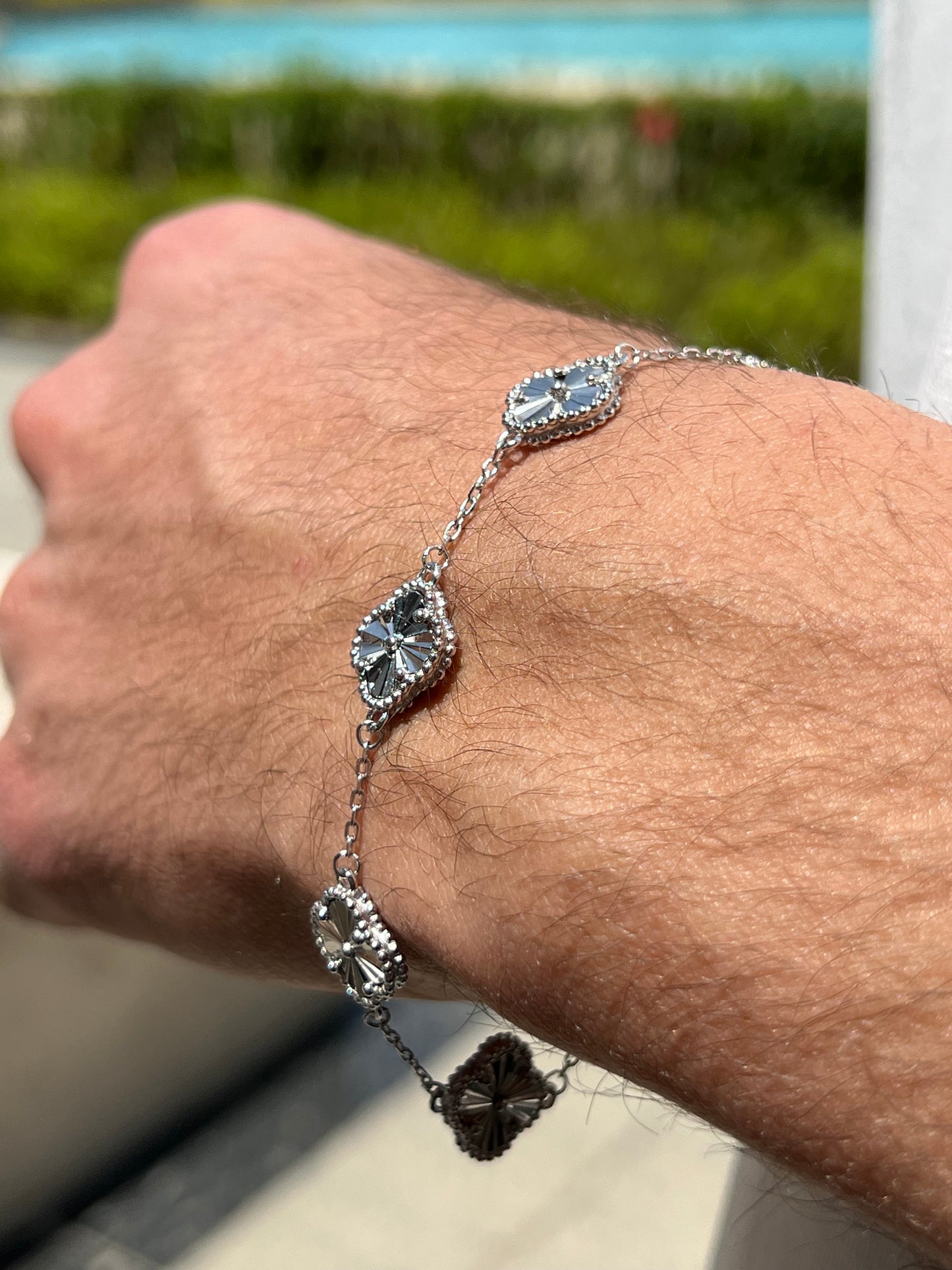 Diamond cut Men’s 5 Van Cleef Bracelet in Italian Silver S925