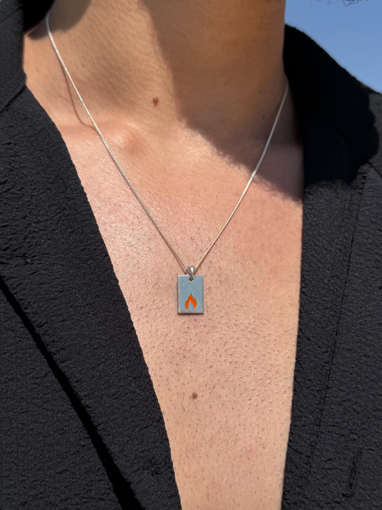 Flam Bar Necklace in Sterling Silver 925s