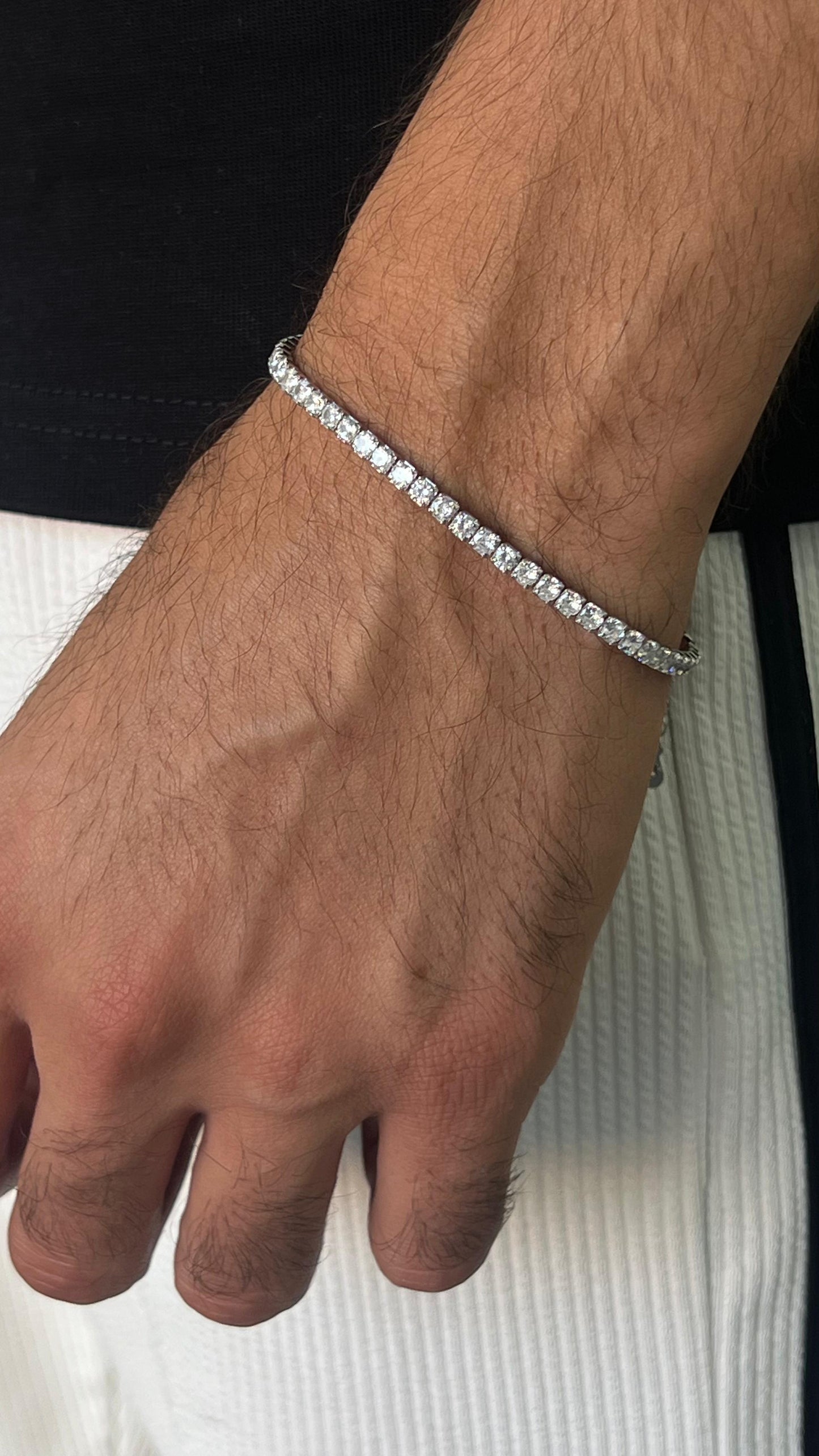 Thick Clear Spinel Tennis Bracelet for Men's Sterling Silver 925s