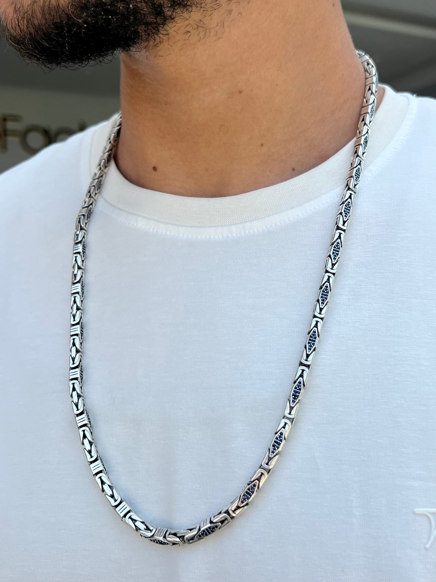 Massive zirconia King Necklace for Men Sterling Silver 925s,