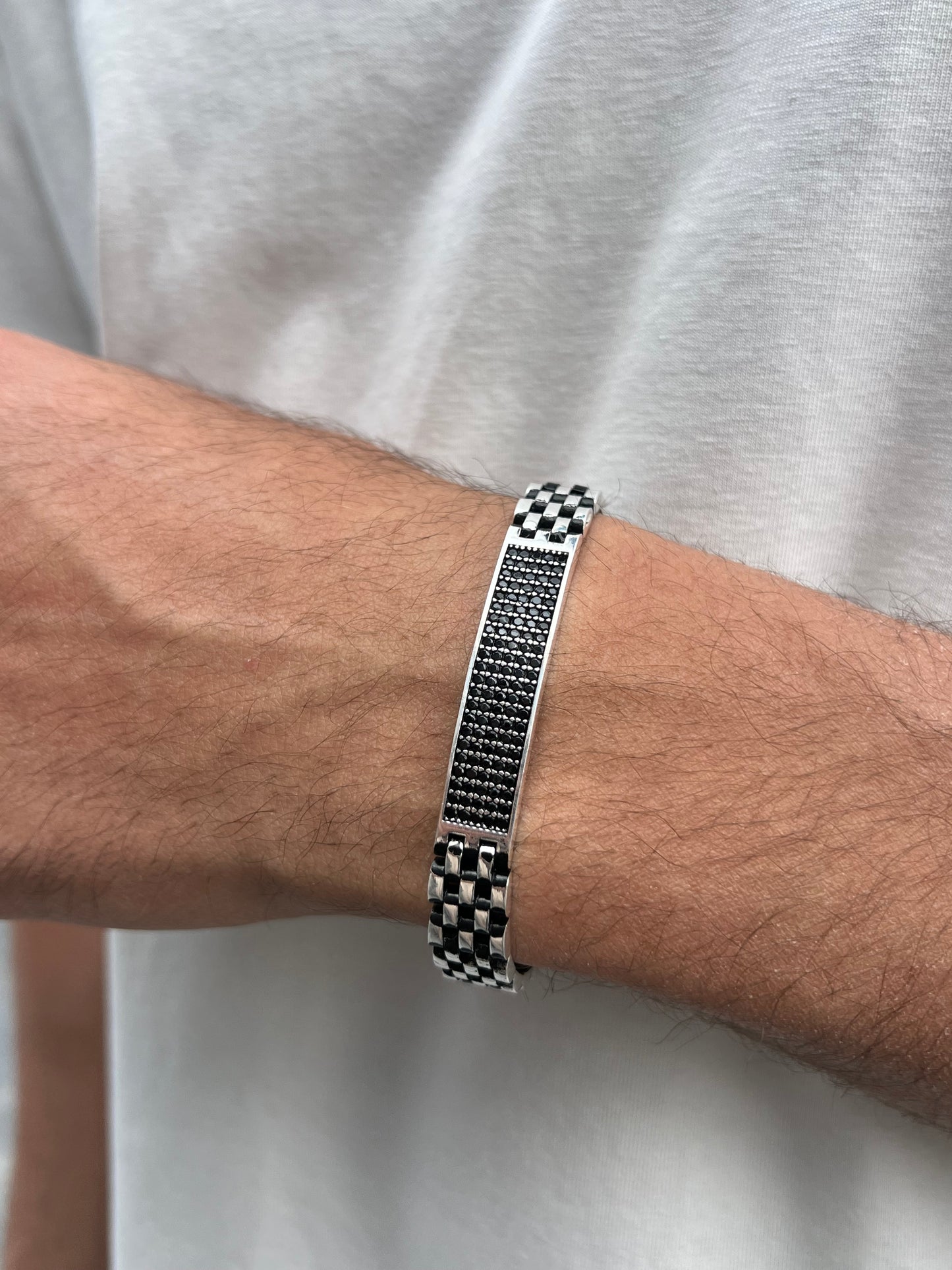 Black Knightfall Bracelet for Men's Sterling Silver 925s-18cm