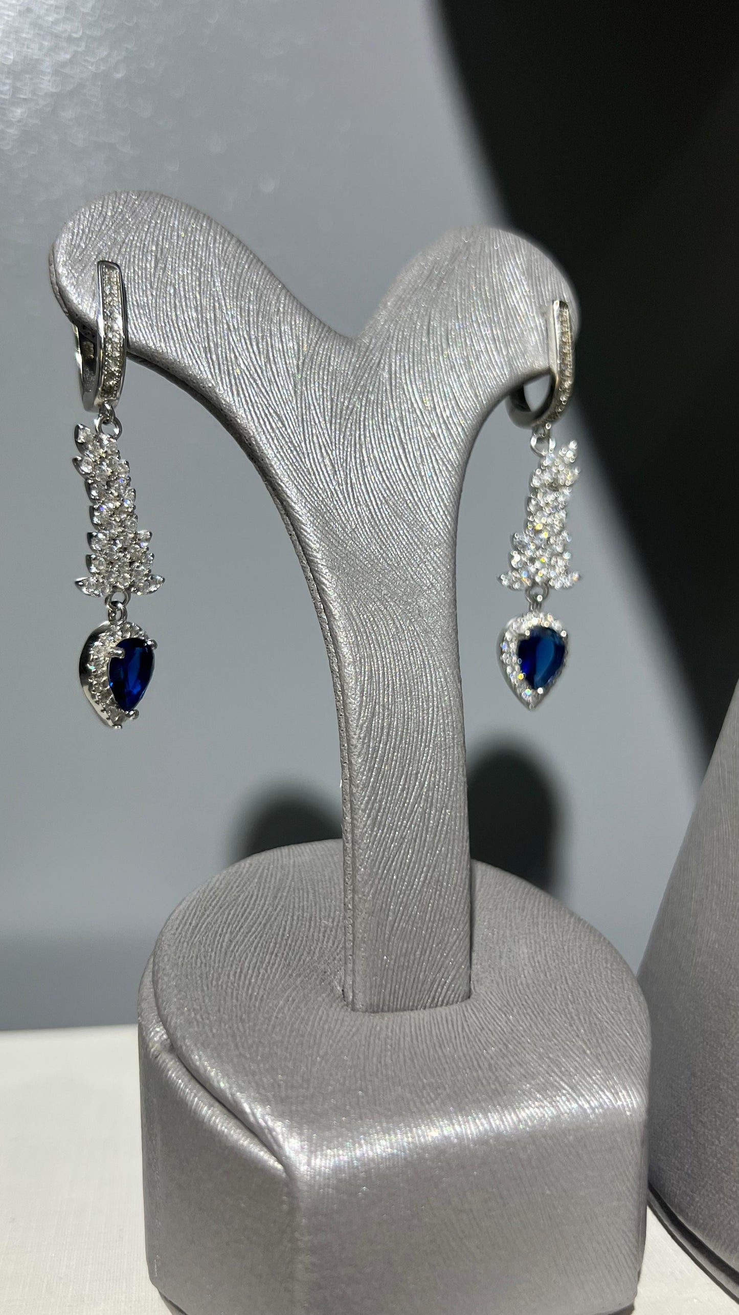 Navy Blue Tear of Elegance – in Italian Sterling Silver Set