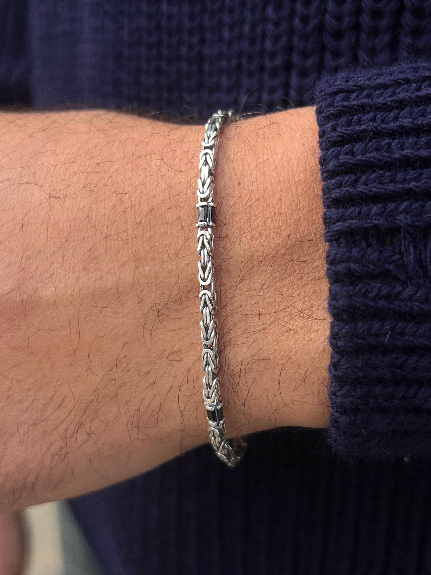 Zu King -S925 Sterling Silver Bracelet for men-(3mm)