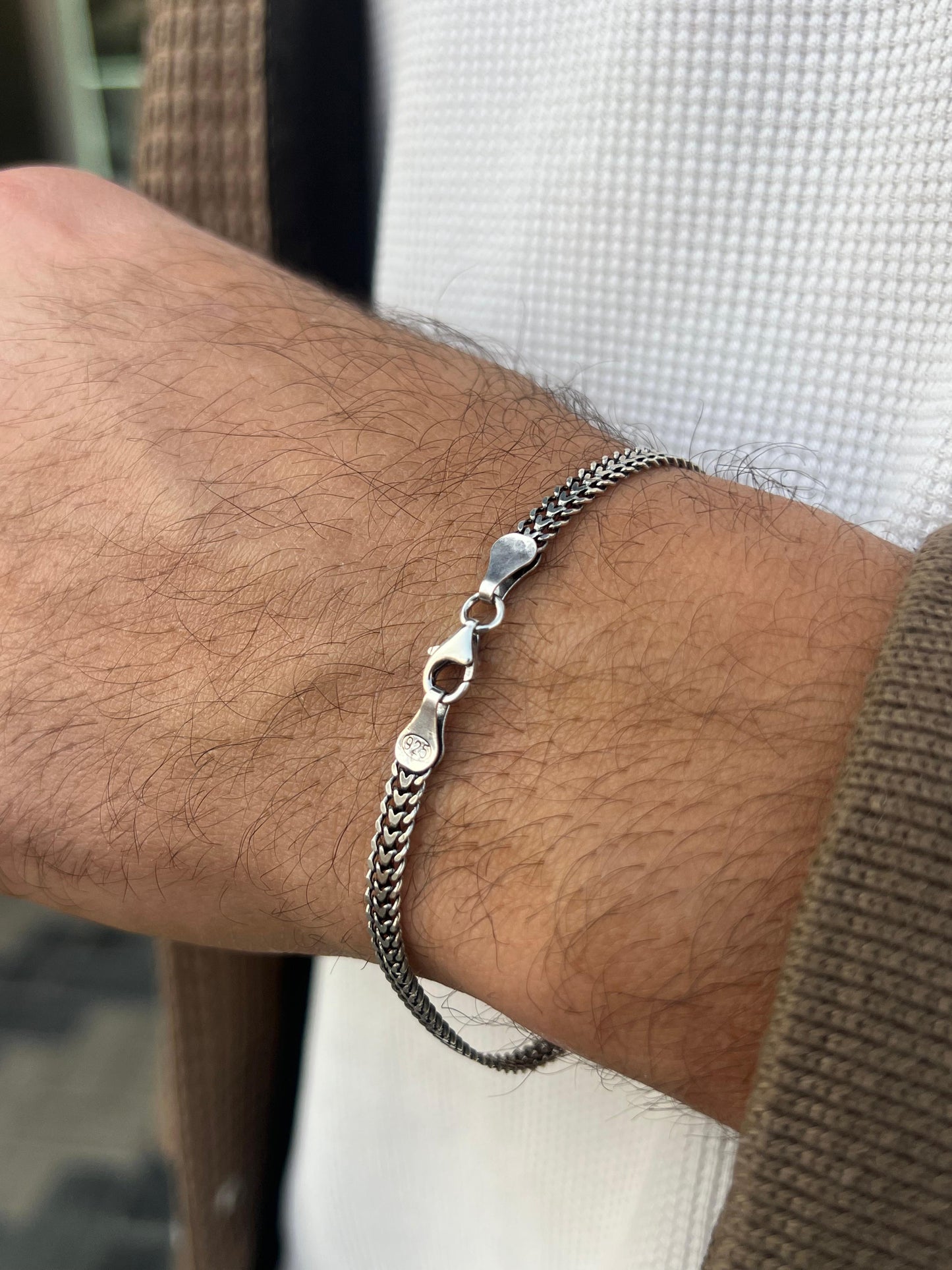 DRAGON BONE-S925 Sterling Silver Bracelet 5mm