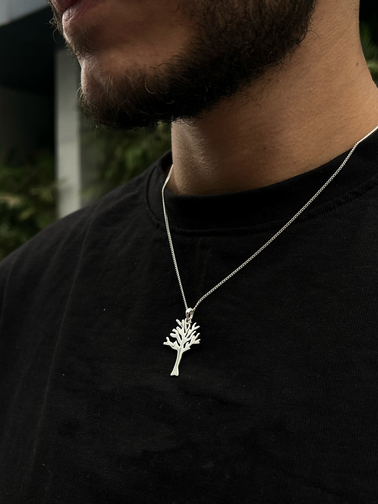 Leafless Tree Necklace for Men's Sterling Silver 925s