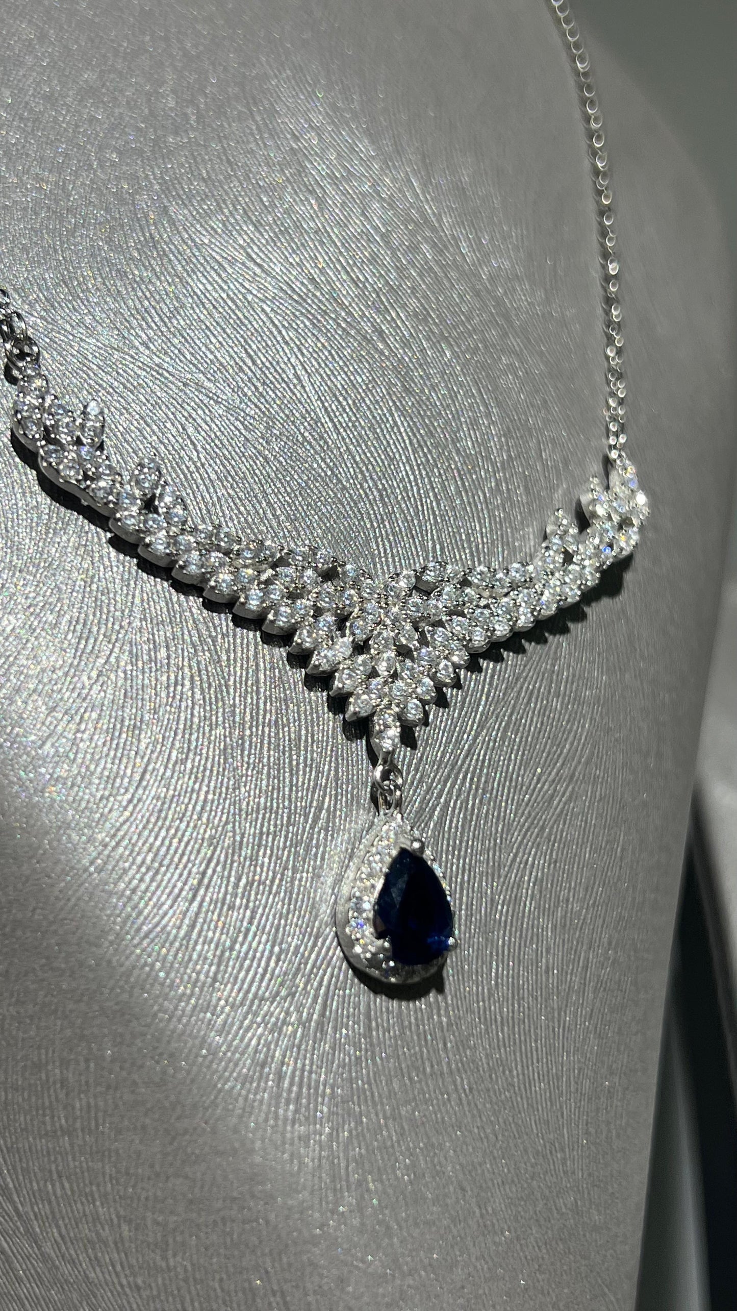 Navy Blue Tear of Elegance – in Italian Sterling Silver Set