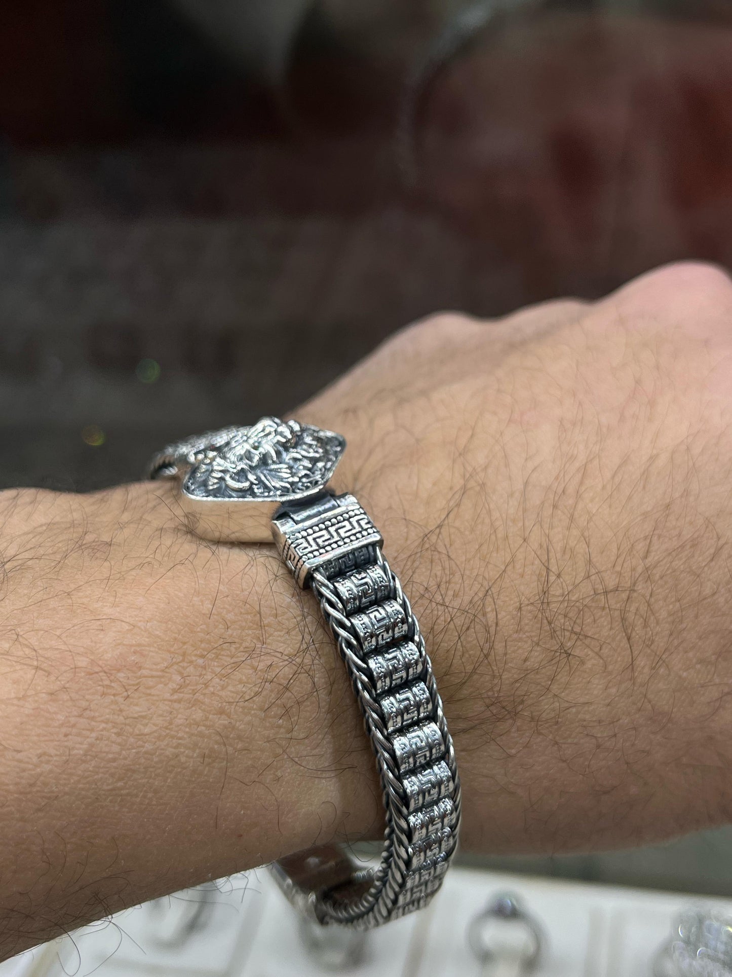 Aslanor Lion Head Bracelet for Men Sterling Silver 925s,
