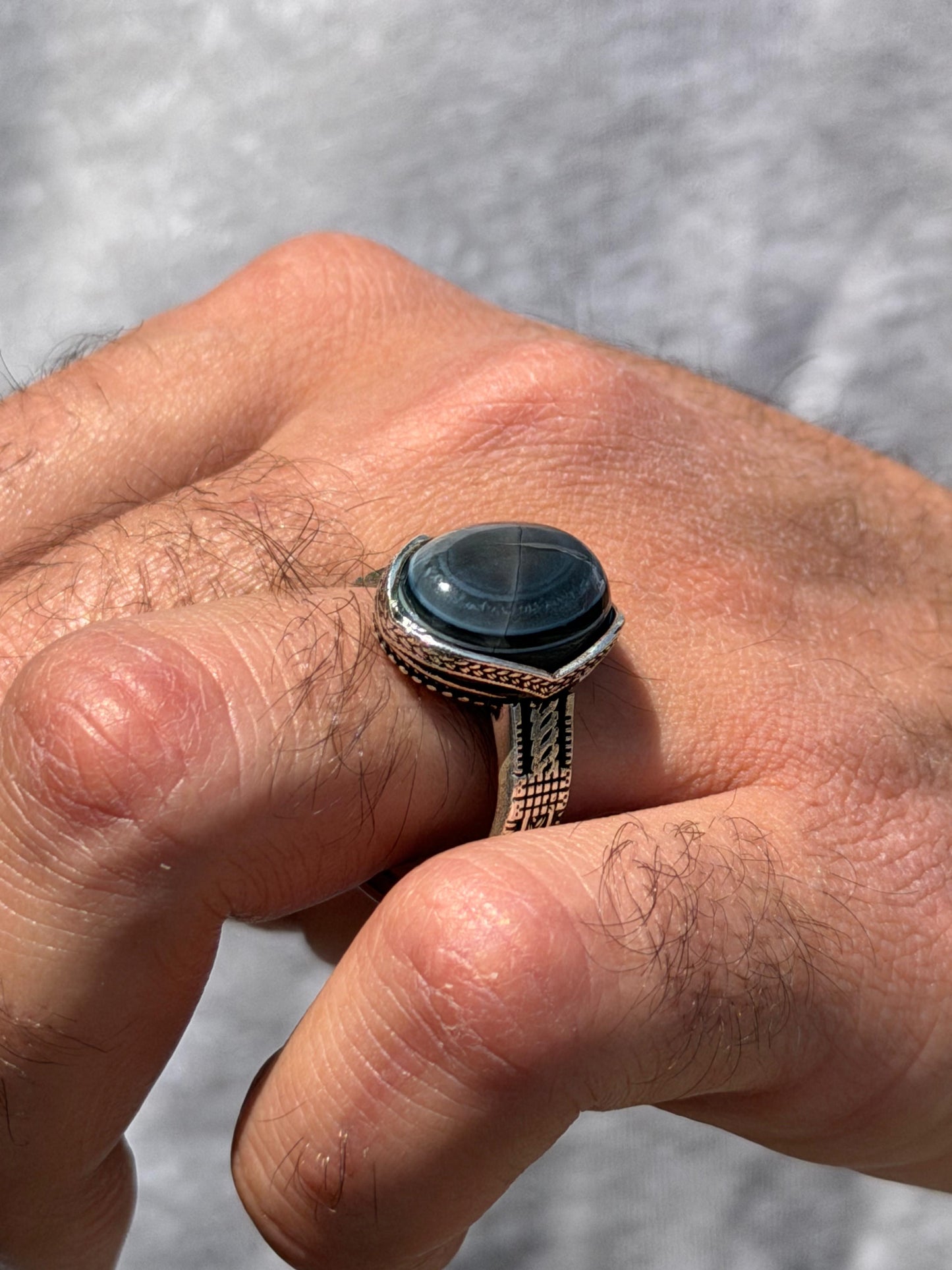 Agate Stone Ring -for Men's Sterling Silver 925s