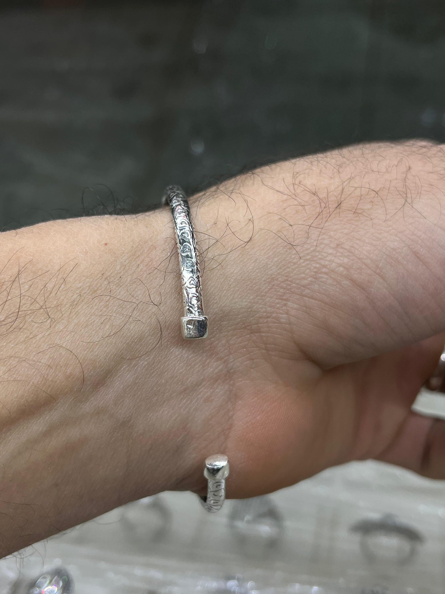 Hearts S925 Sterling Silver bangle for men